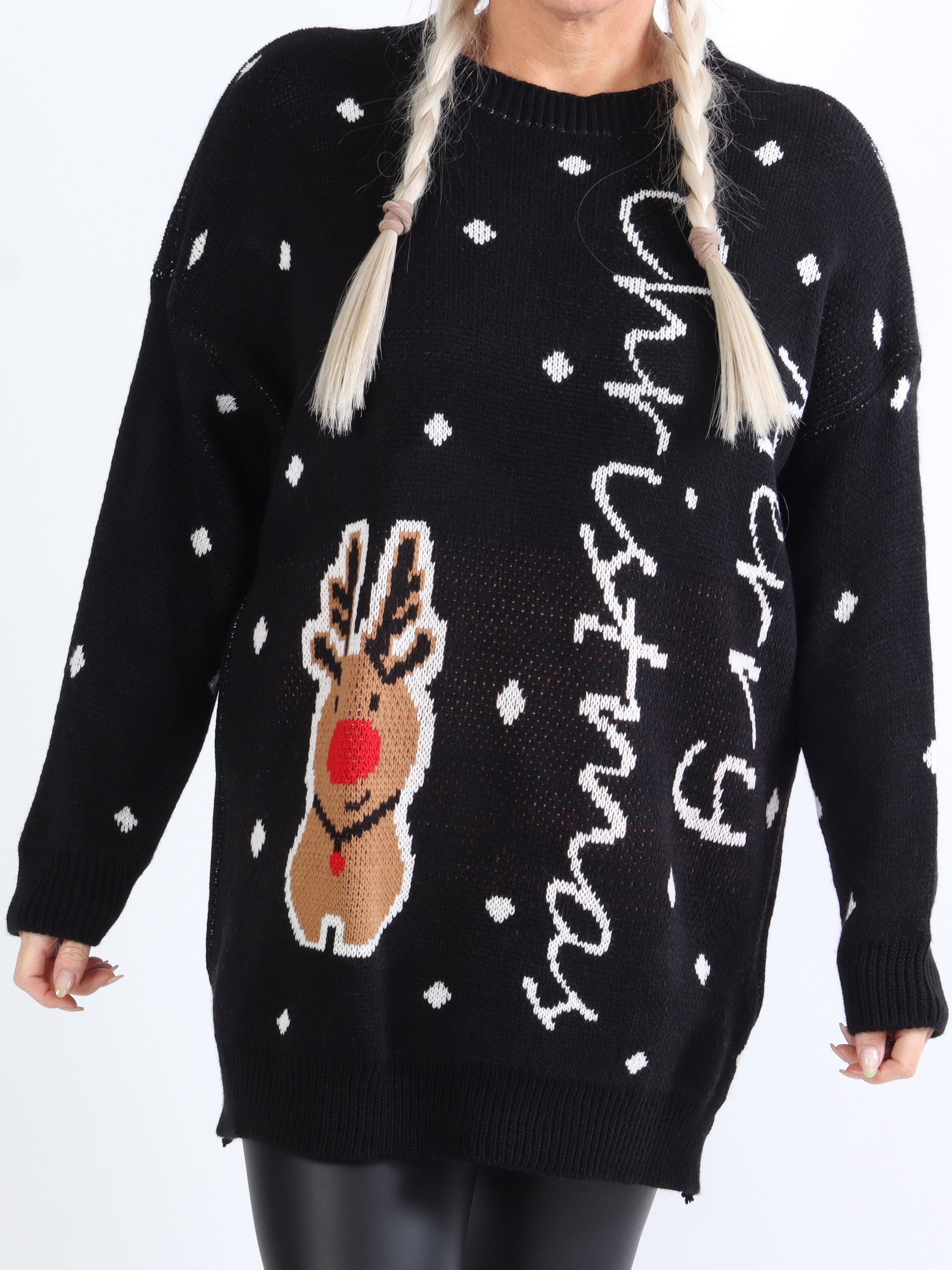 Rudolf - Sød plus size julestrik med rensdyr