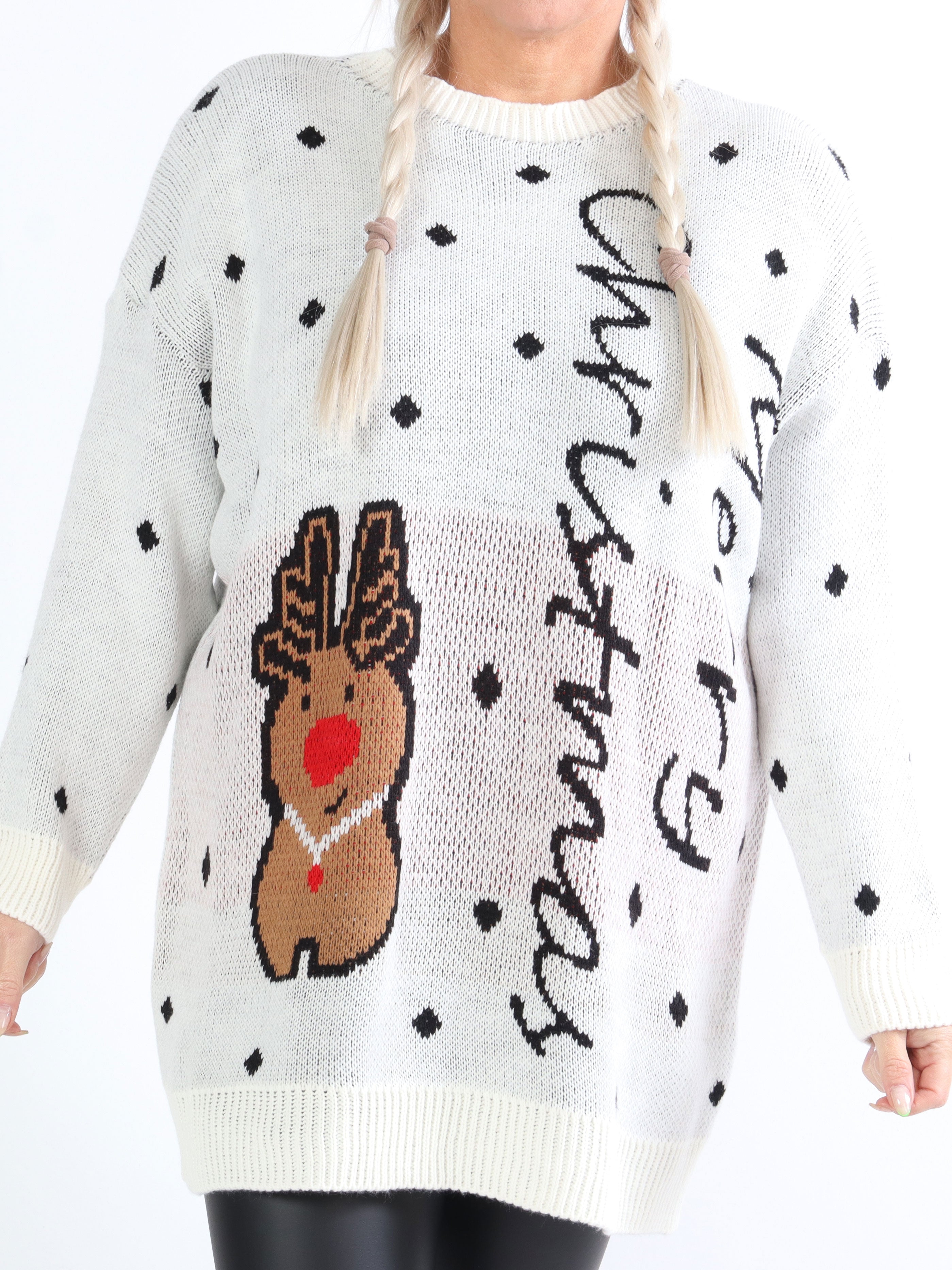 Rudolf - Sød plus size julestrik med rensdyr