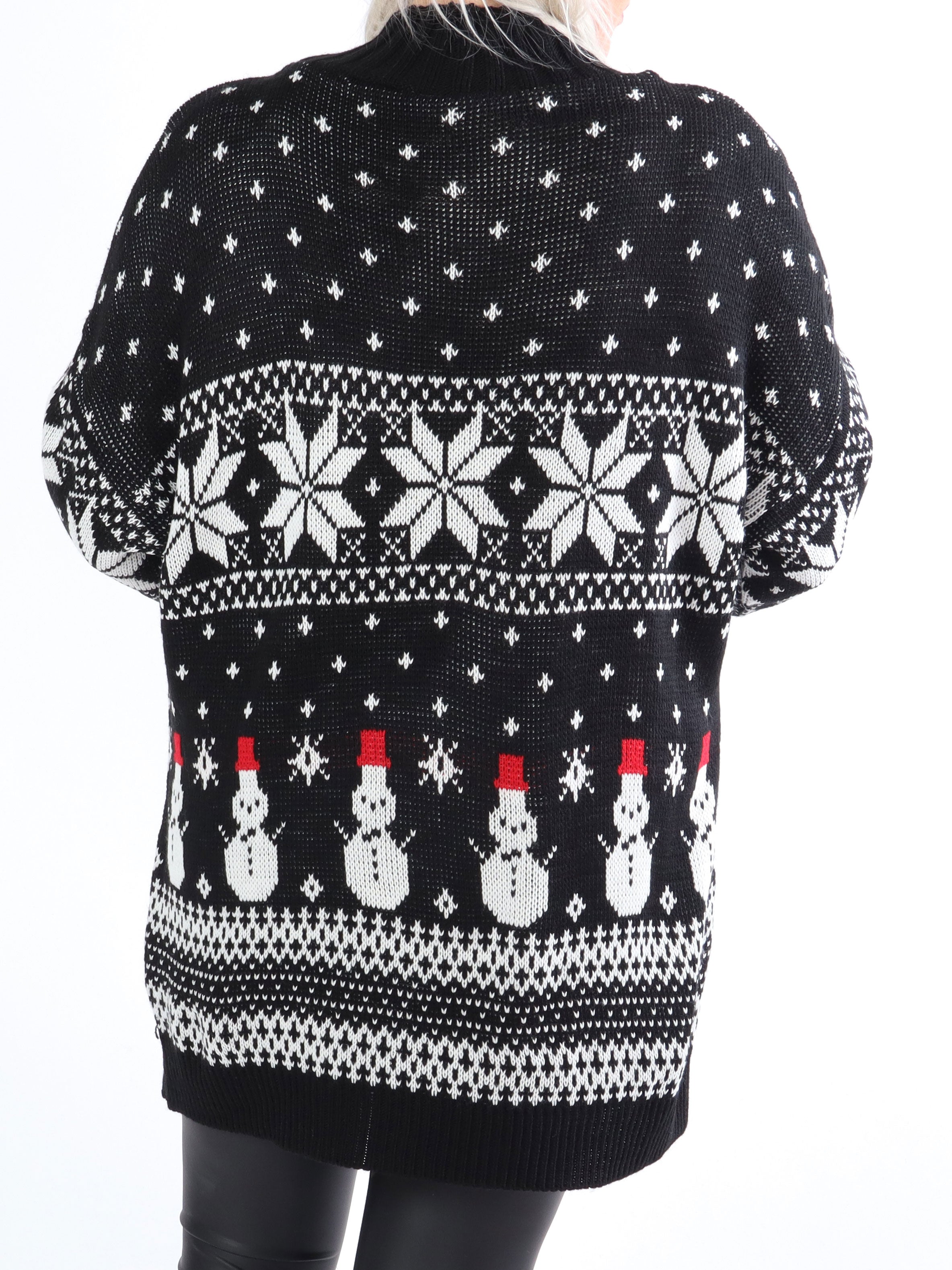 Snowman - Sød plus size julestrik med snemænd