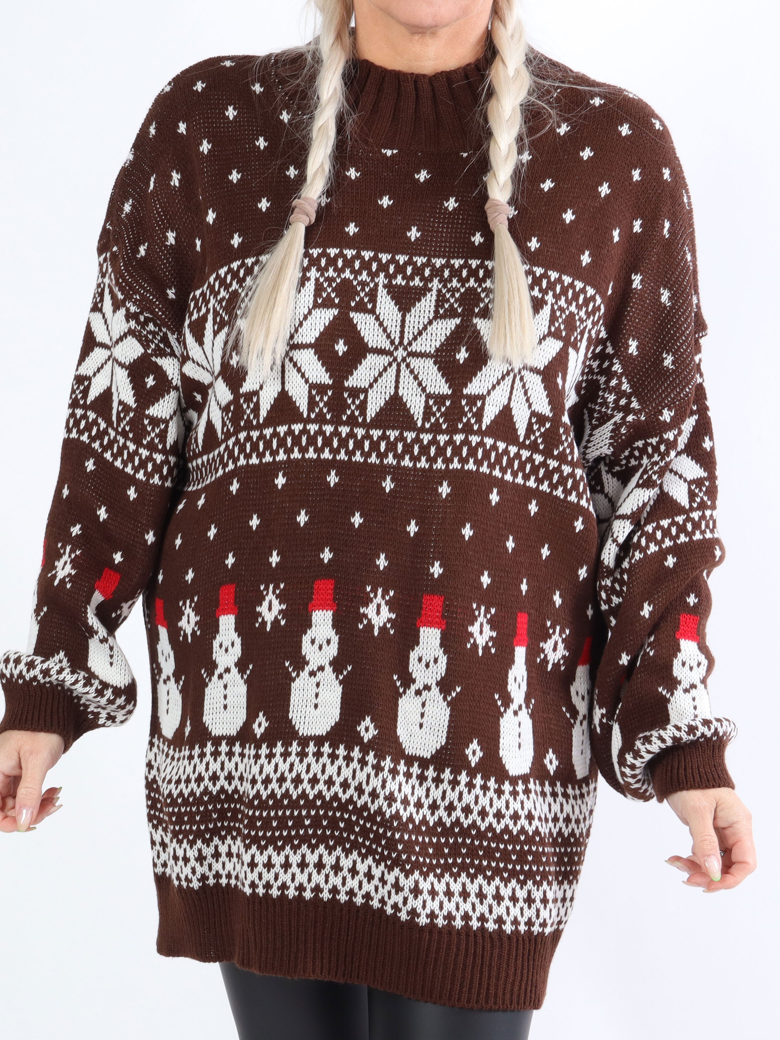 Snowman - Sød plus size julestrik med snemænd