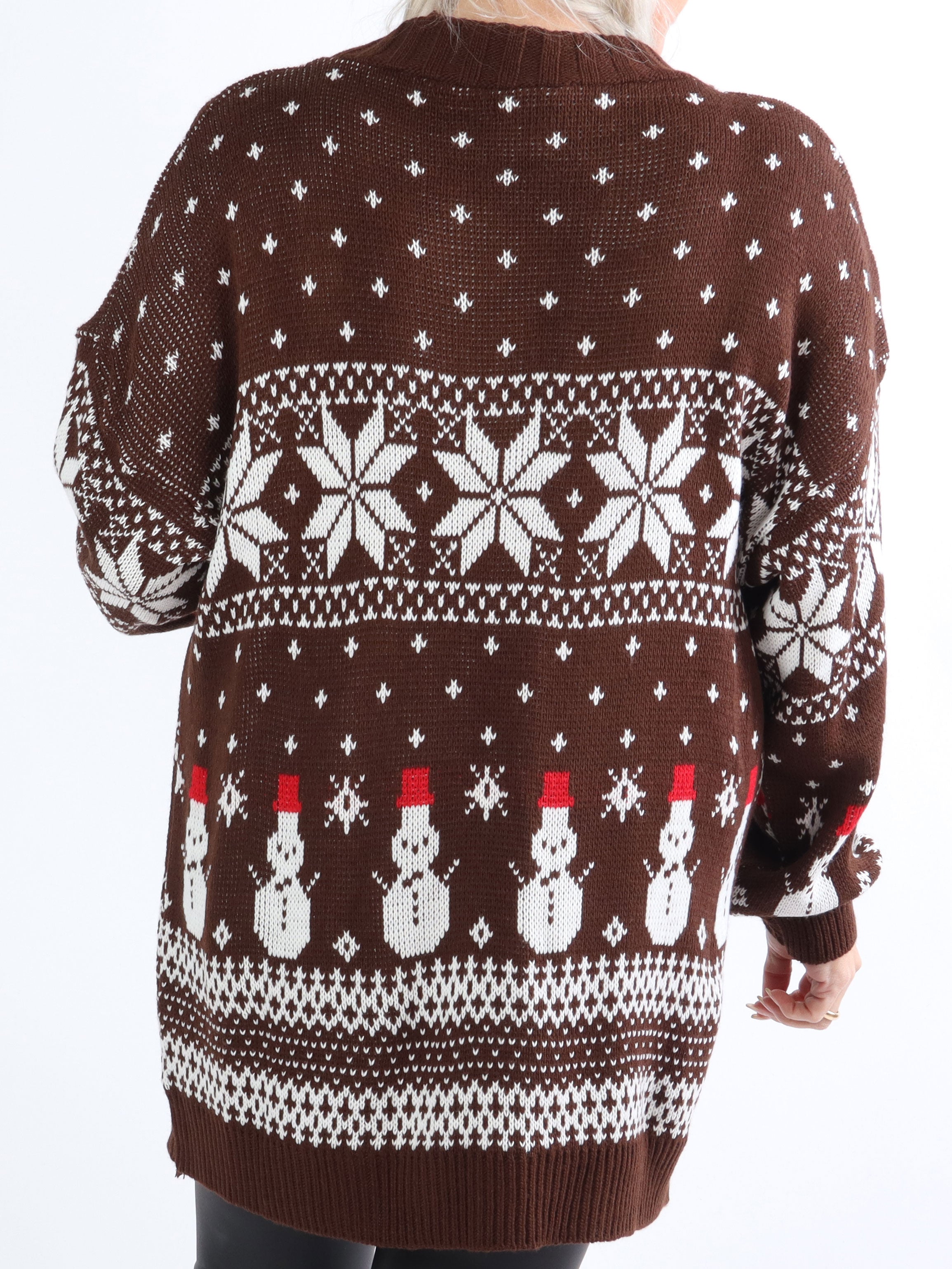 Snowman - Sød plus size julestrik med snemænd