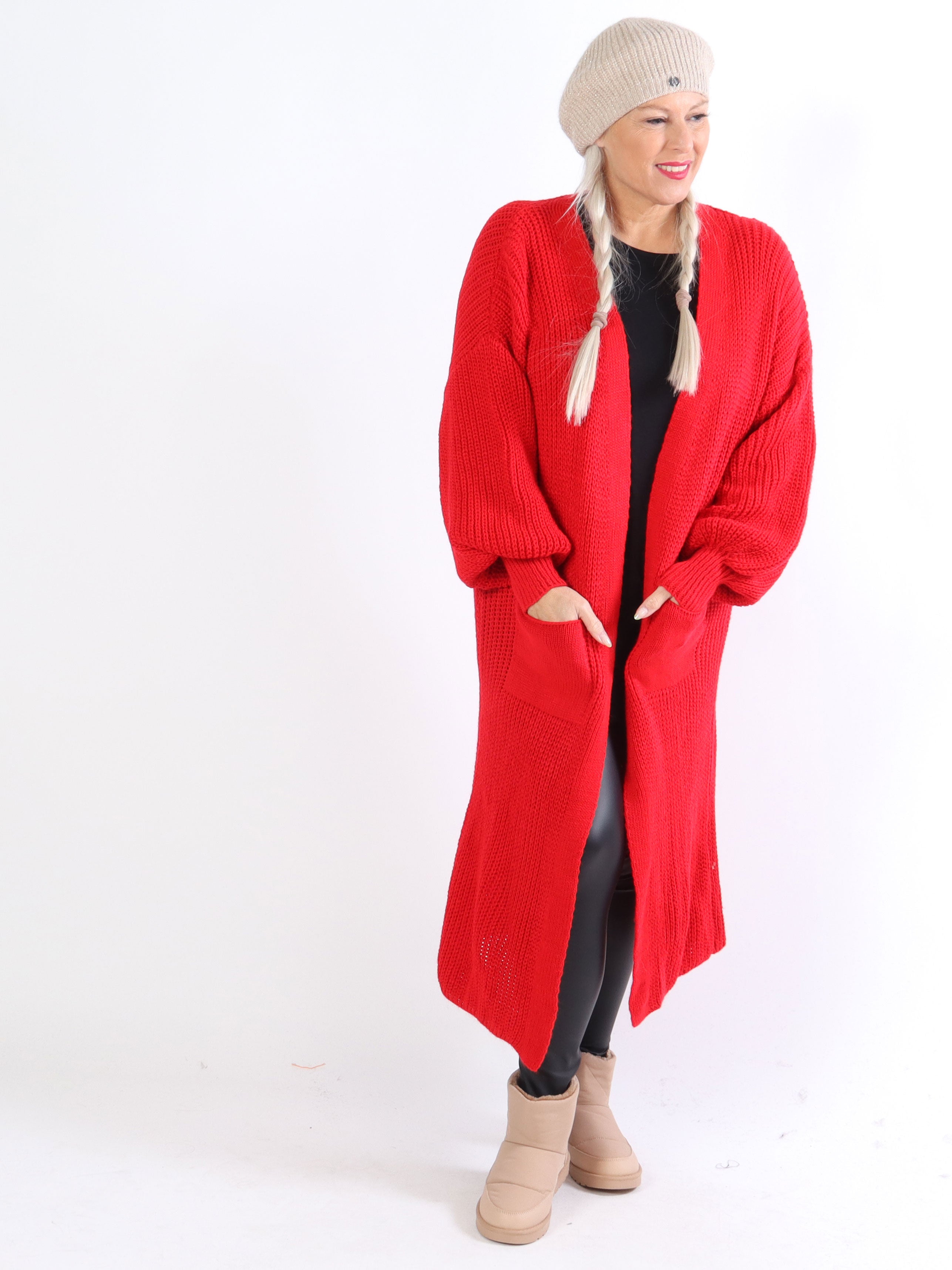 Sally - Plus size strikcardigan med fine ballonærmer