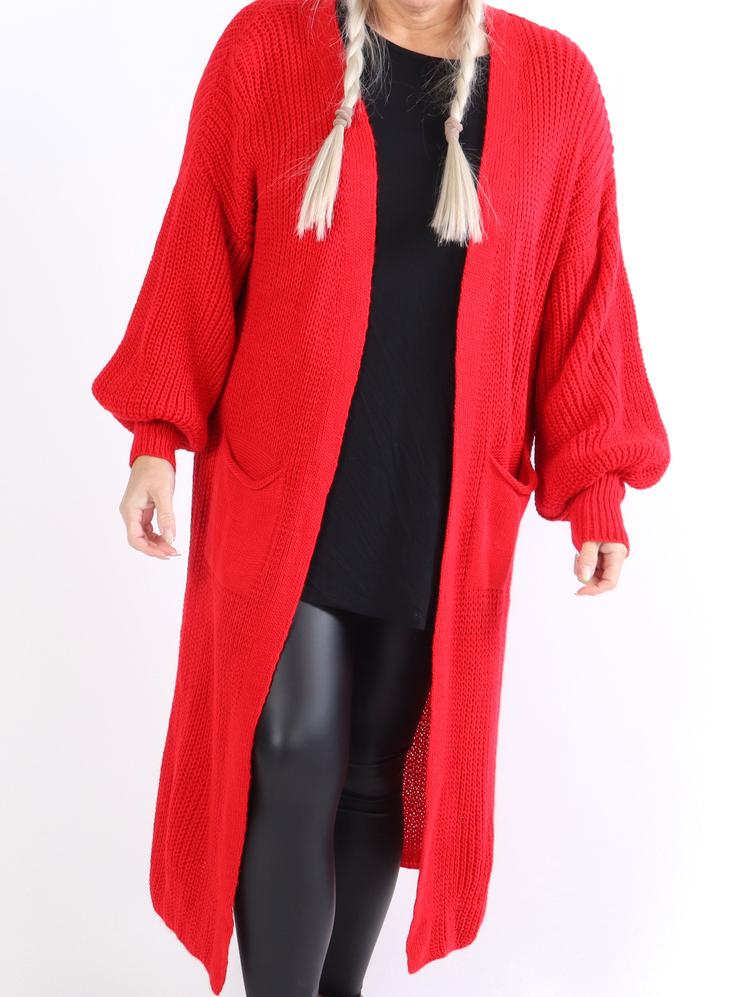 Sally - Plus size strikcardigan med fine ballonærmer