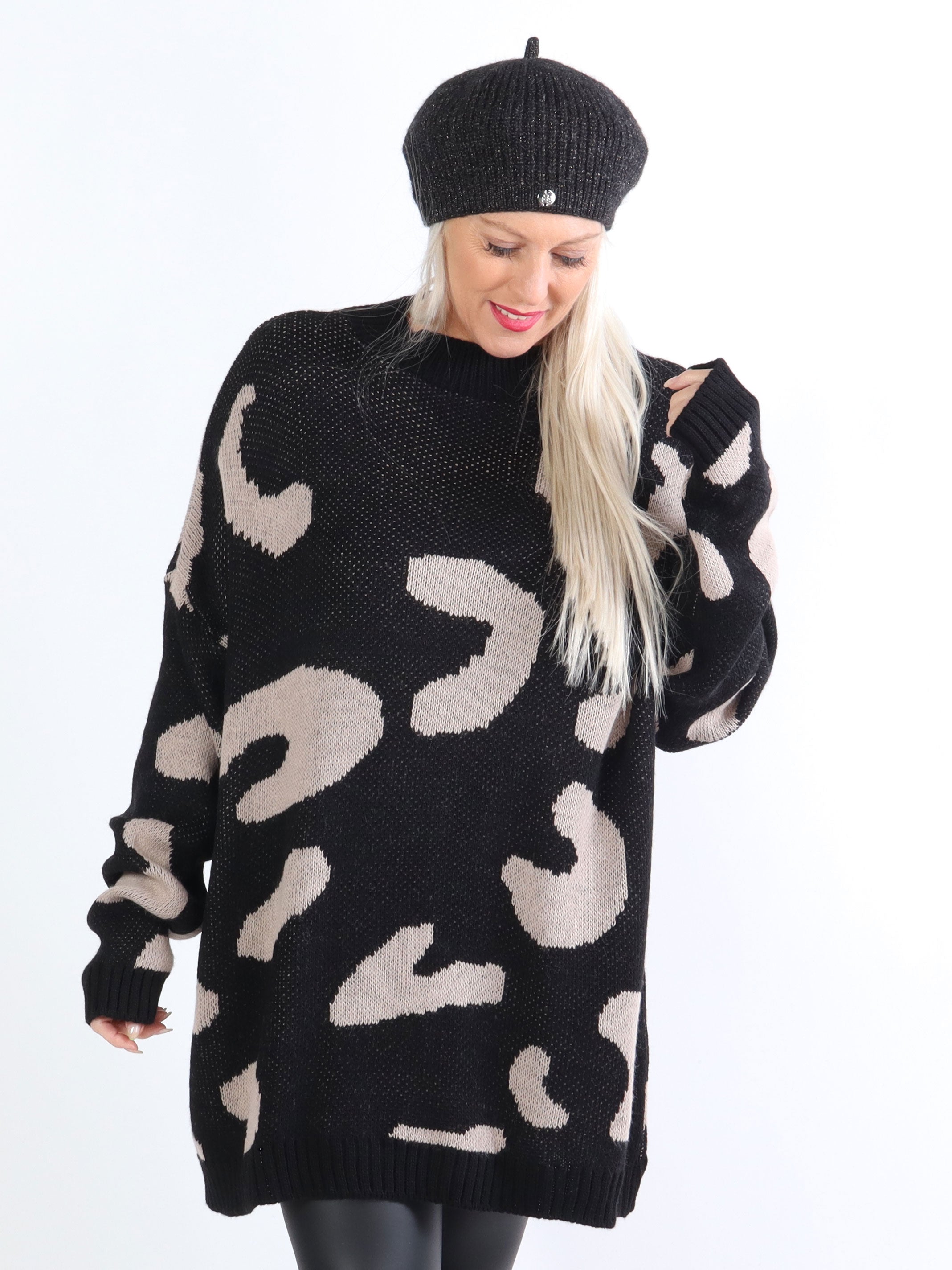 Missa - Plus size strik med stort leopardmønster