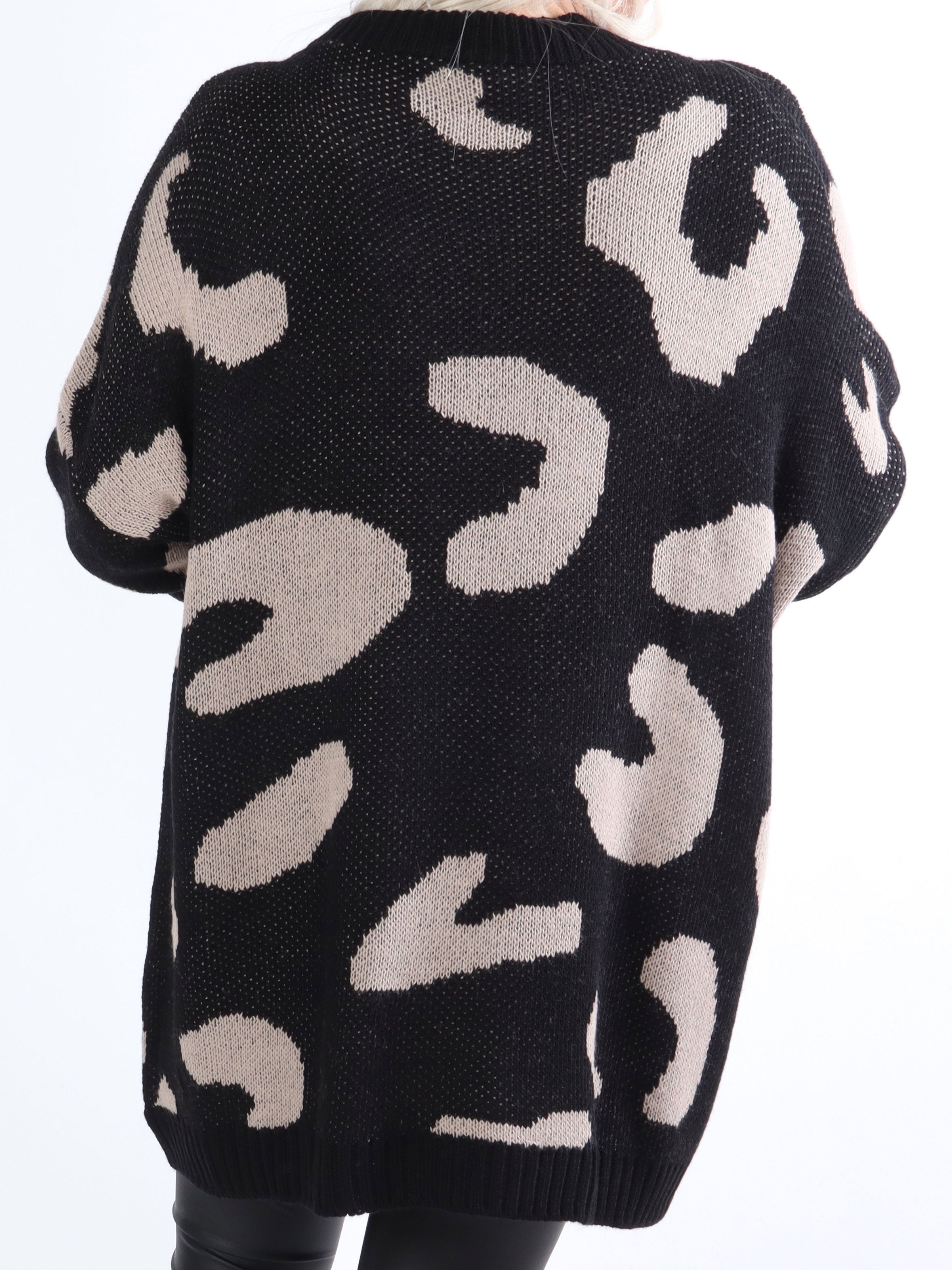 Missa - Plus size strik med stort leopardmønster