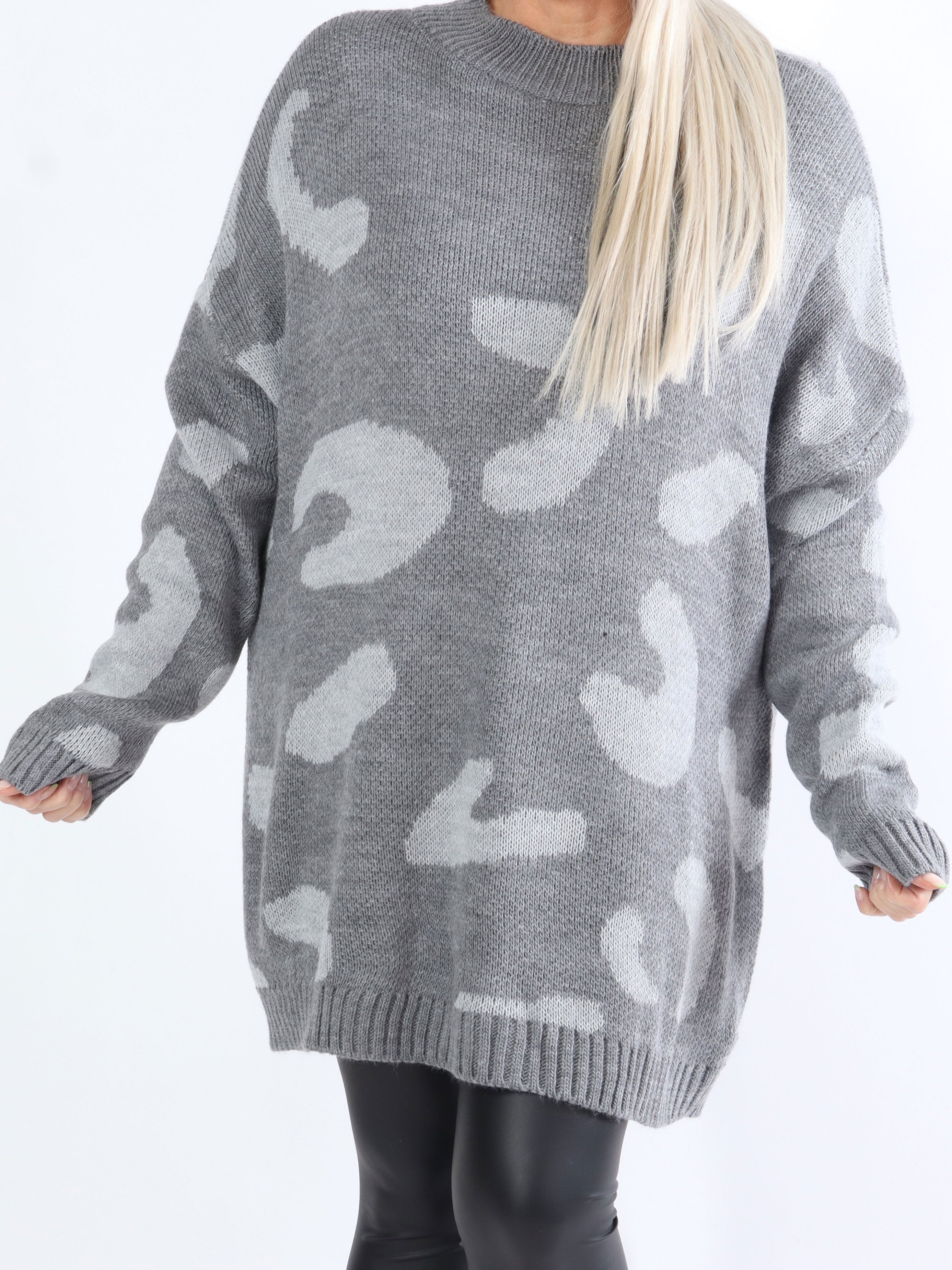 Missa - Plus size strik med stort leopardmønster