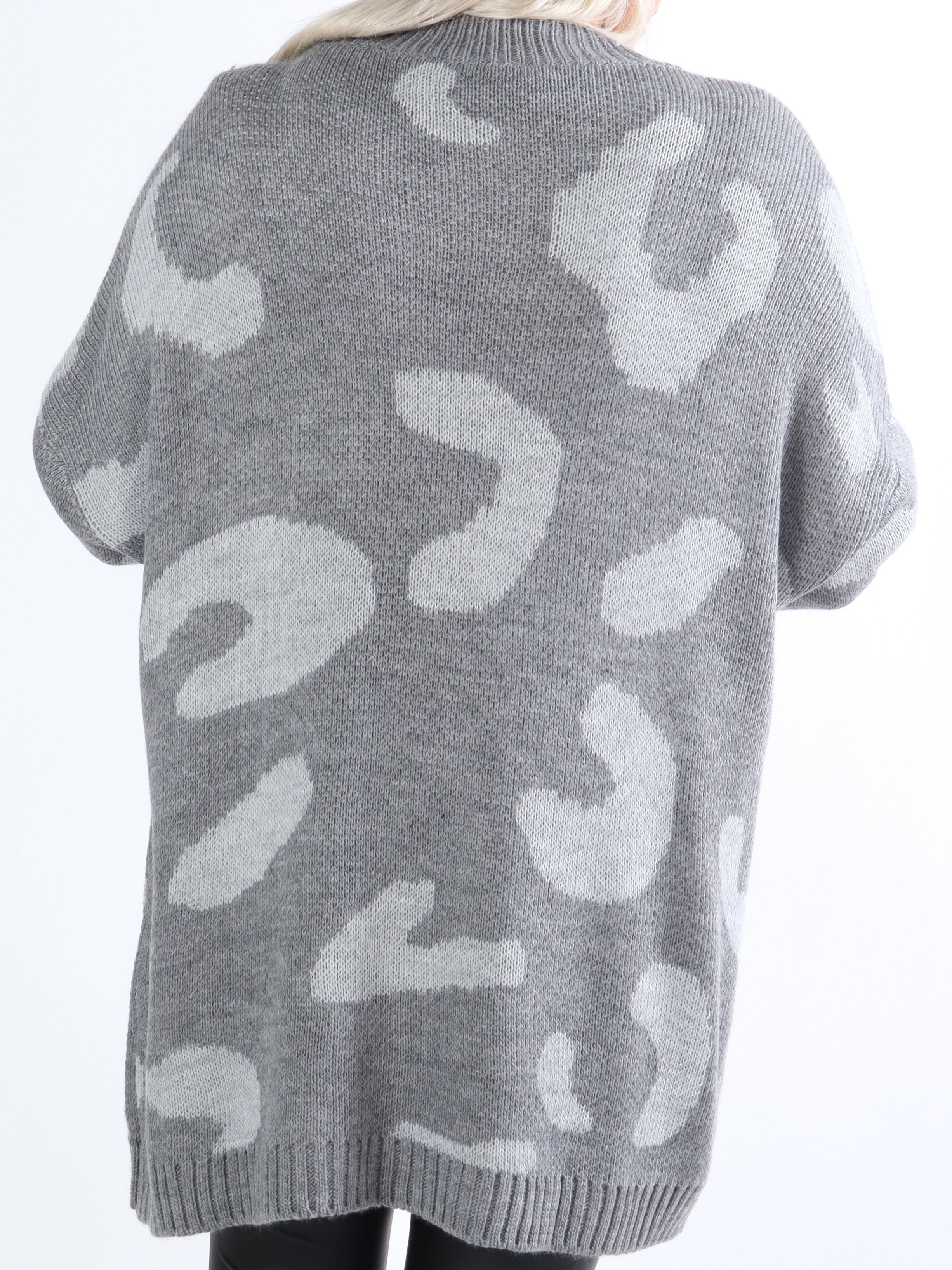 Missa - Plus size strik med stort leopardmønster