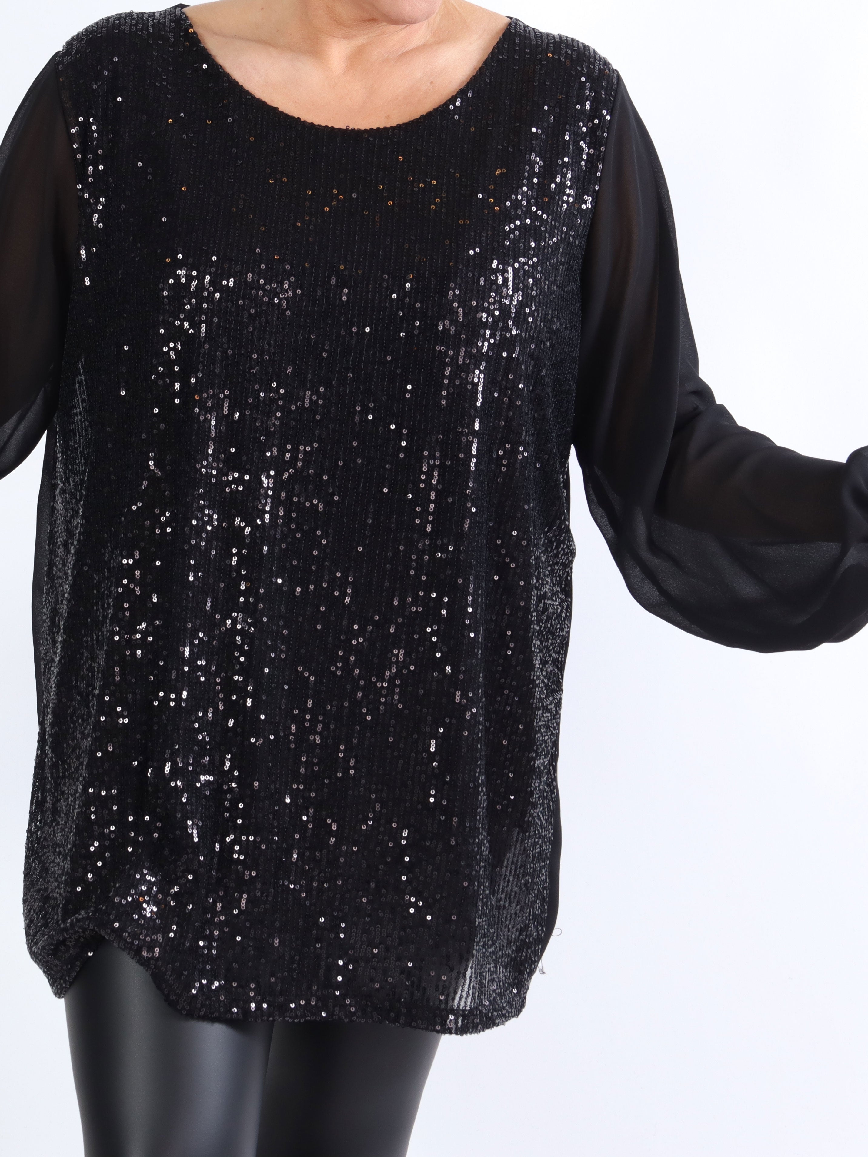 Amani - Plus size chiffontunika med pailletter