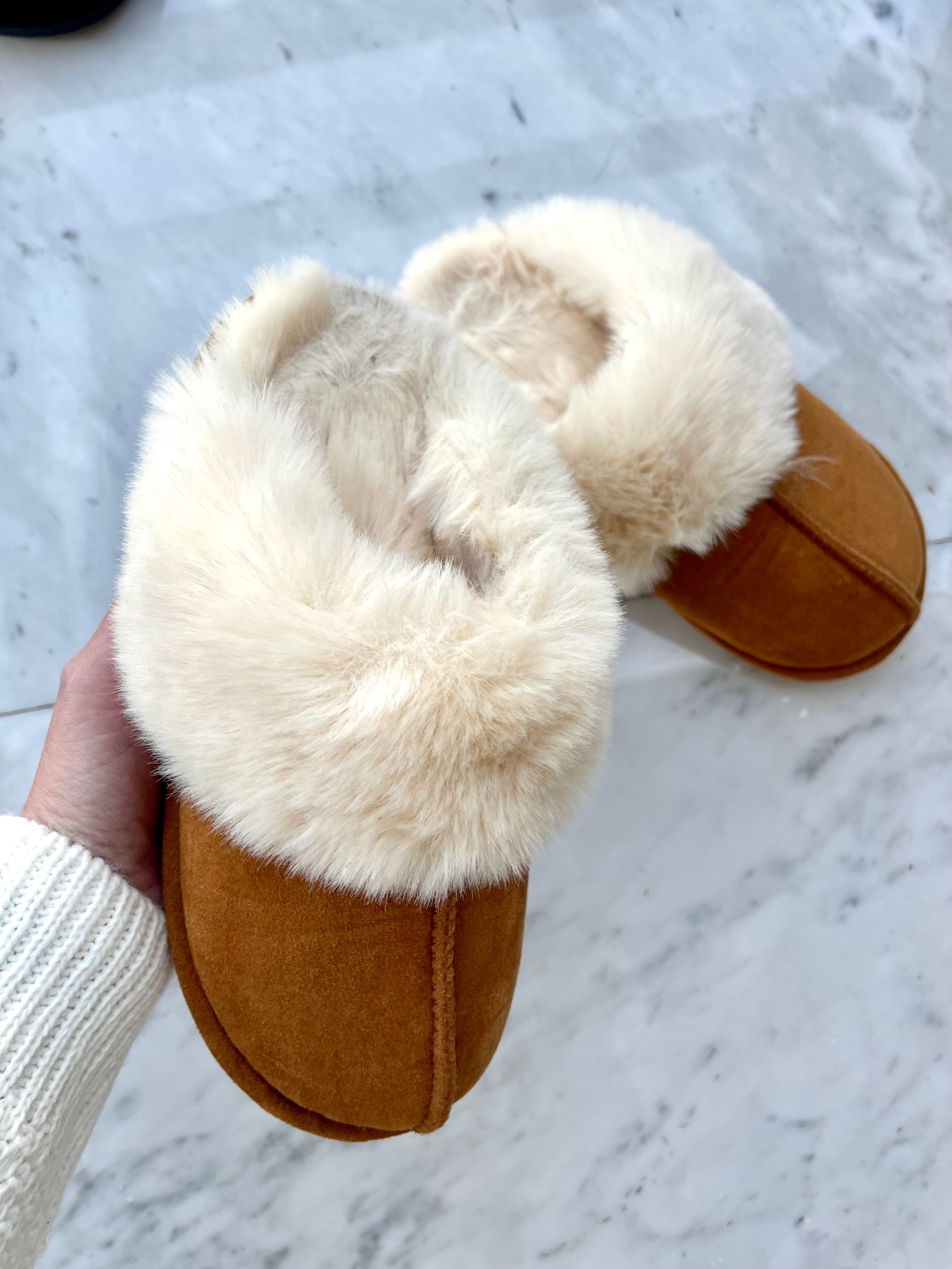 Sandra - Bløde sutsko med fakefur