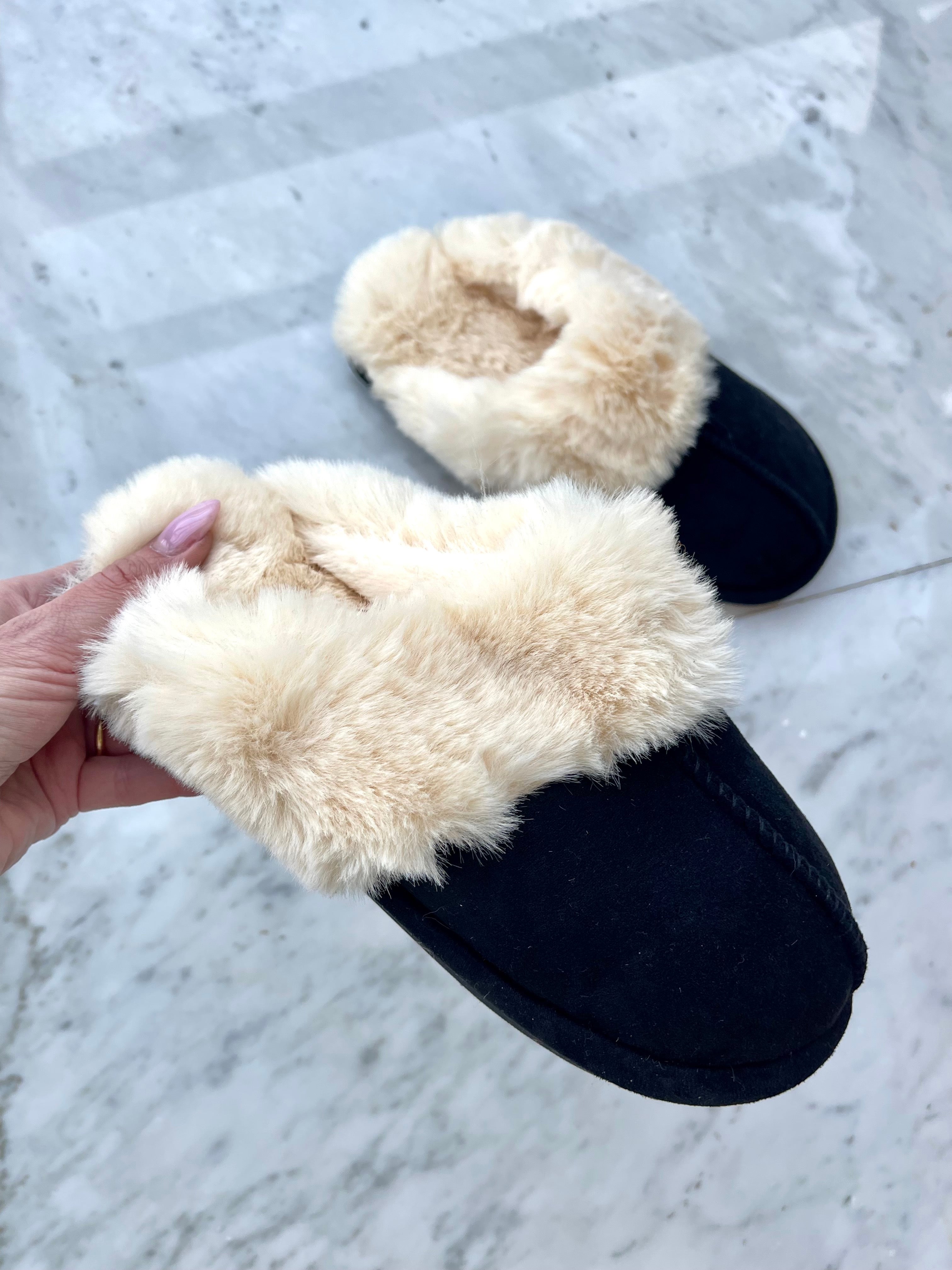 Sandra - Bløde sutsko med fakefur