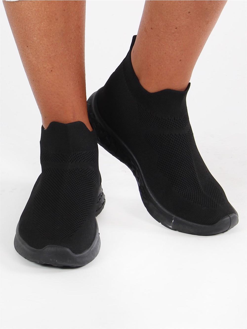 Rini - Beigefarvet sokkesneakers med hvid sål