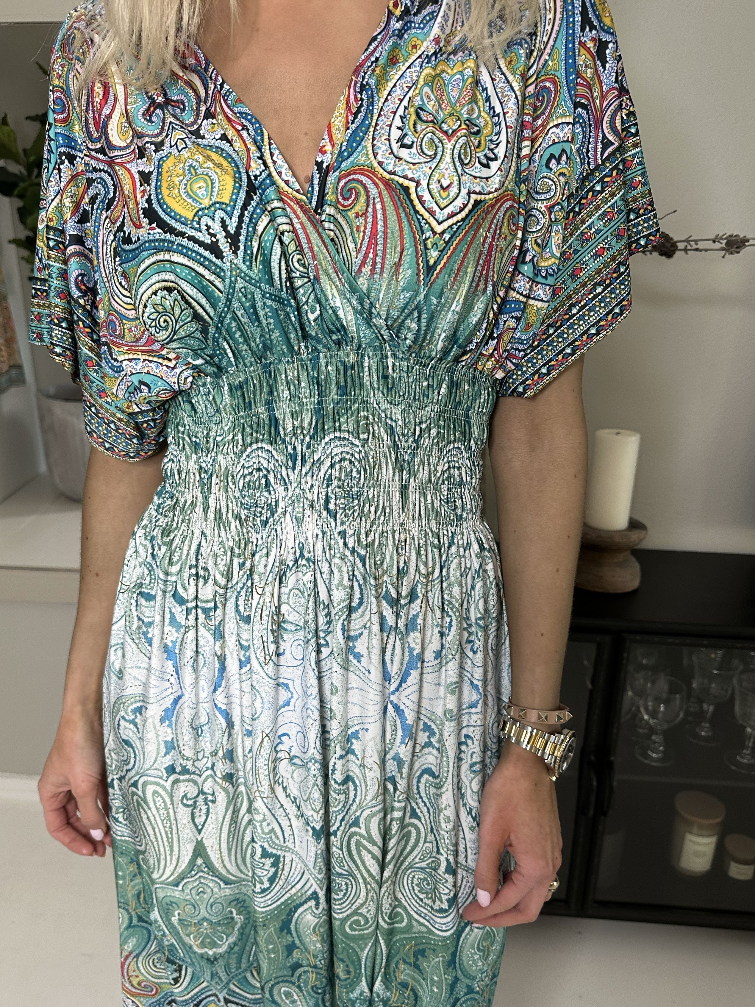 Pams - Lang mønstret elastisk kjole (bestseller)