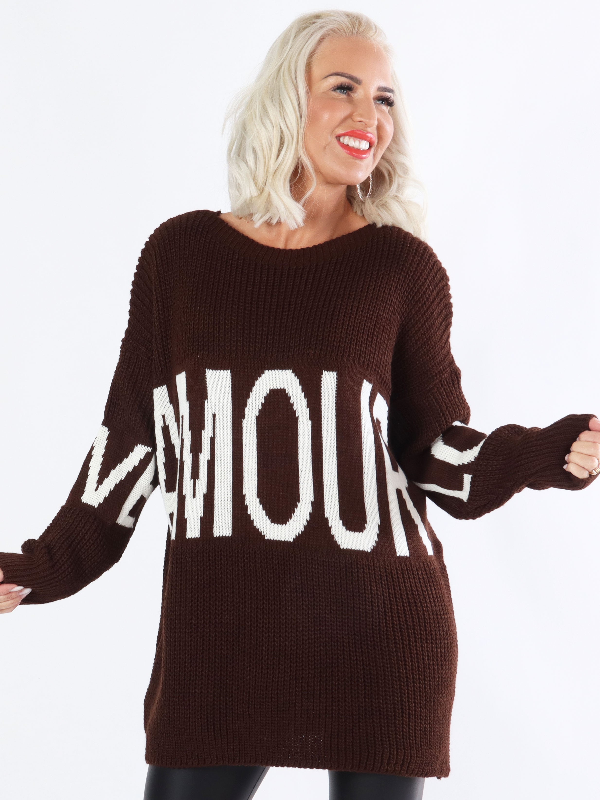 Elisa - Cool plus size strik med tekst