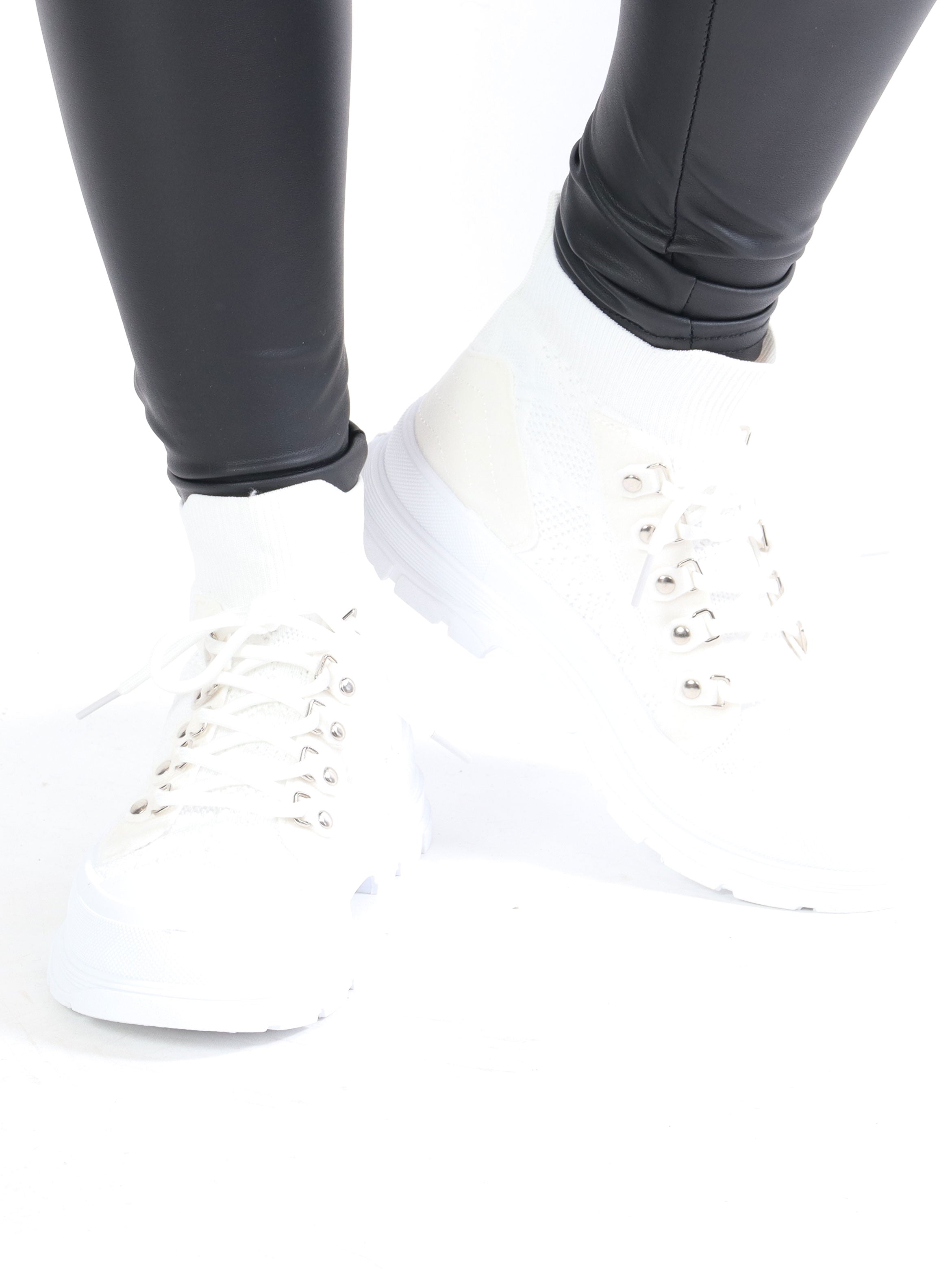 Liva - Sokkesneakers med blondedetaljer