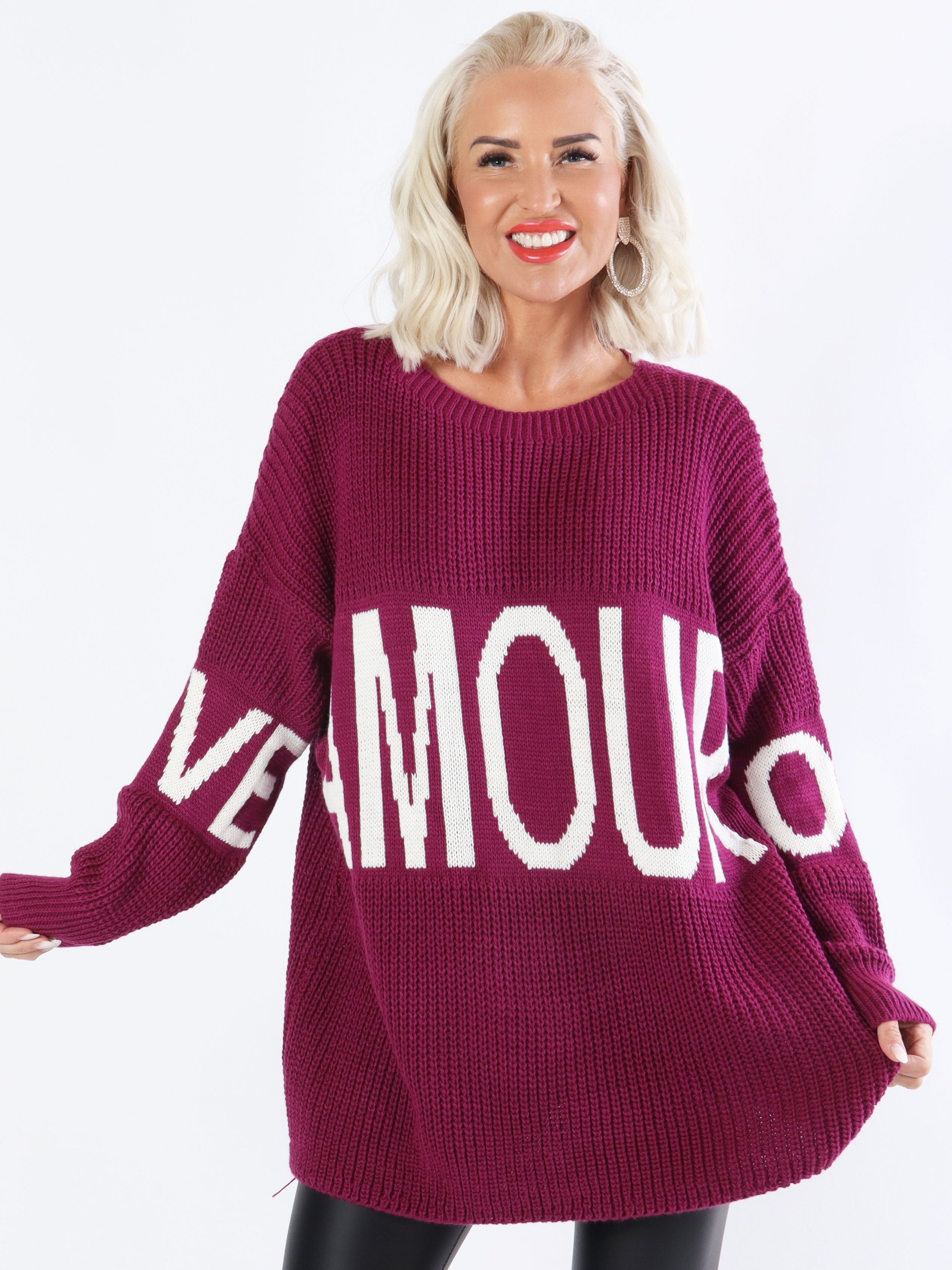 Elisa - Cool plus size strik med tekst