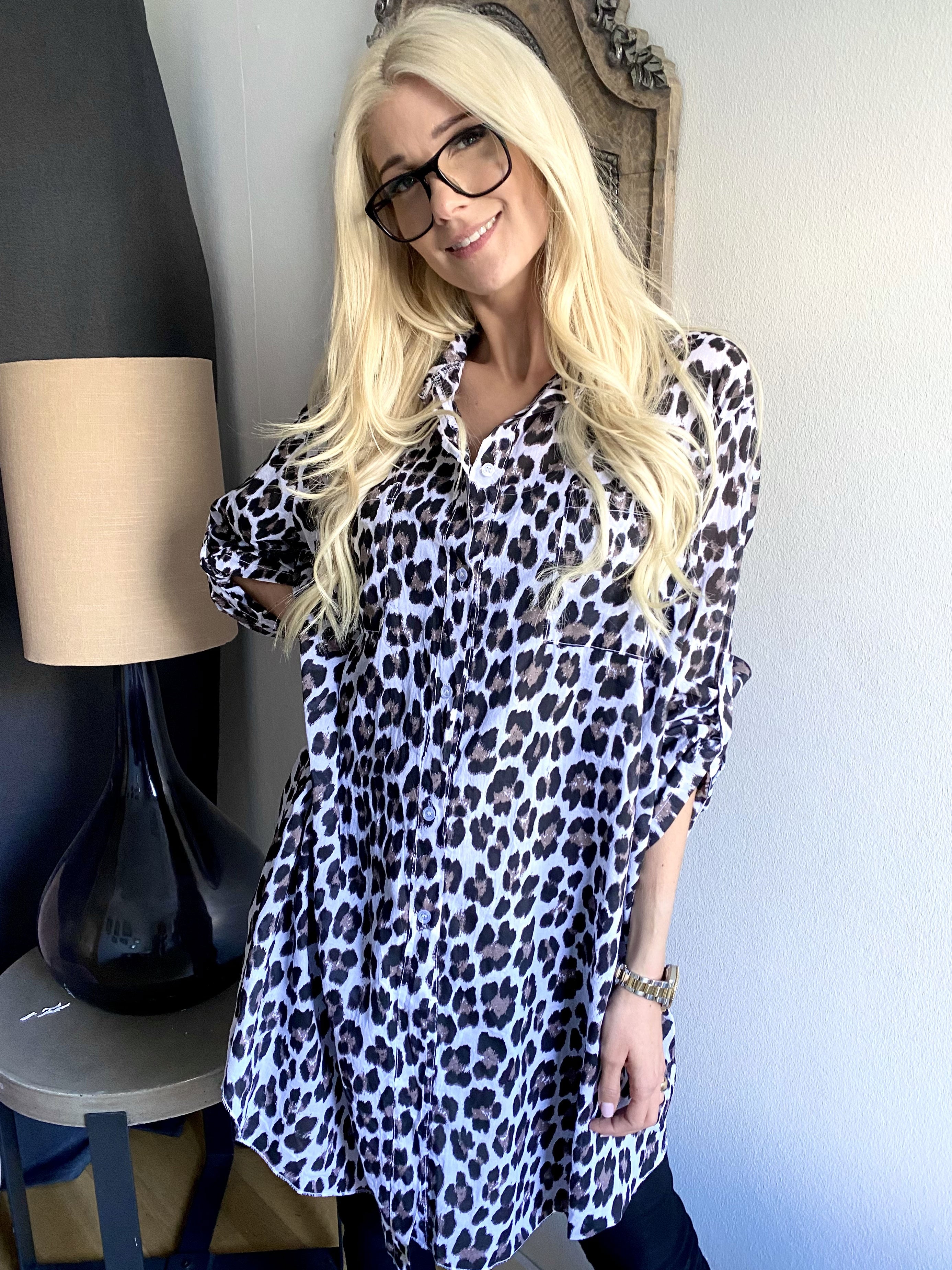 Berna Leo - Skjorte i leopardprint med lommer