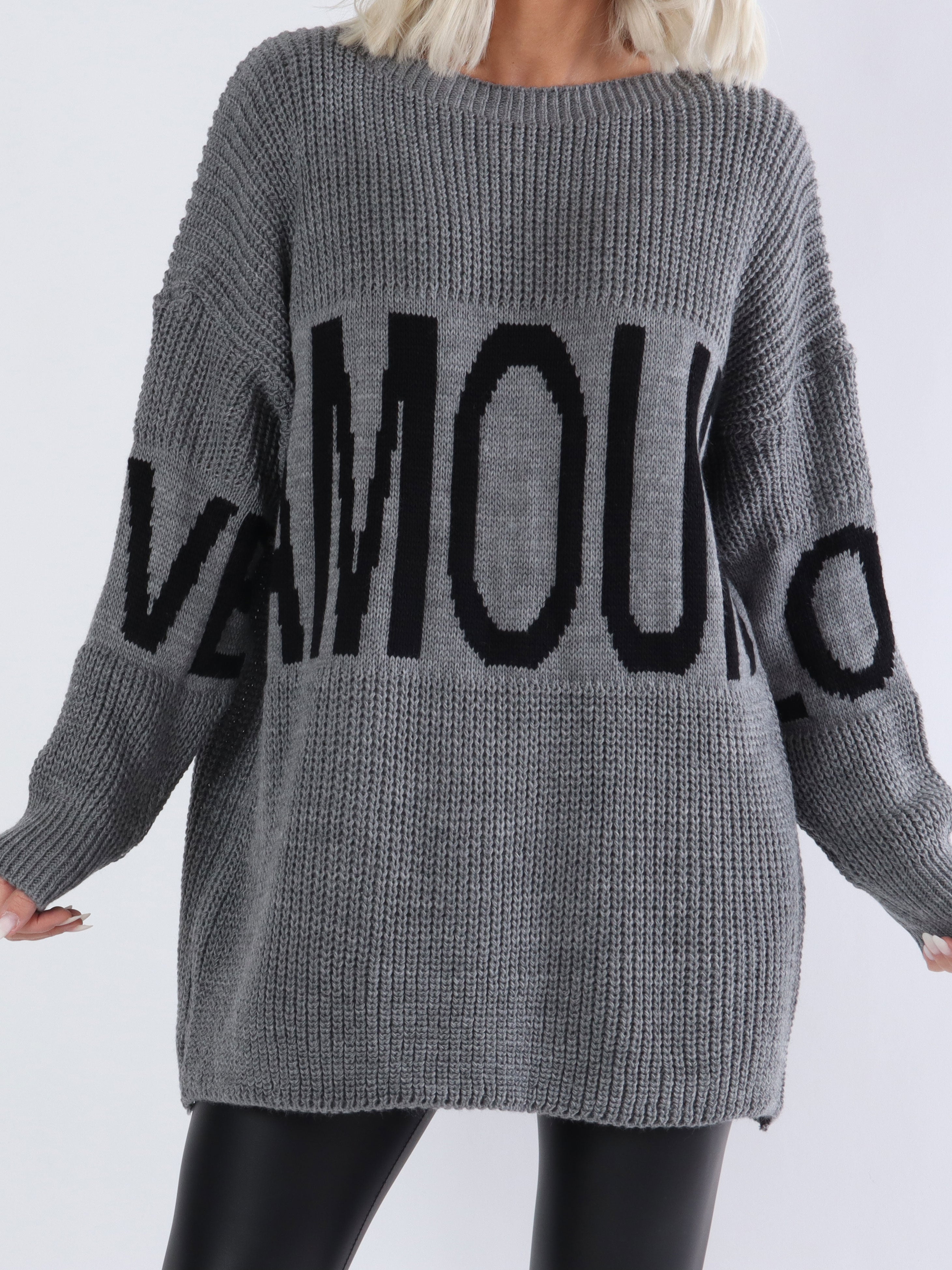 Elisa - Cool plus size strik med tekst