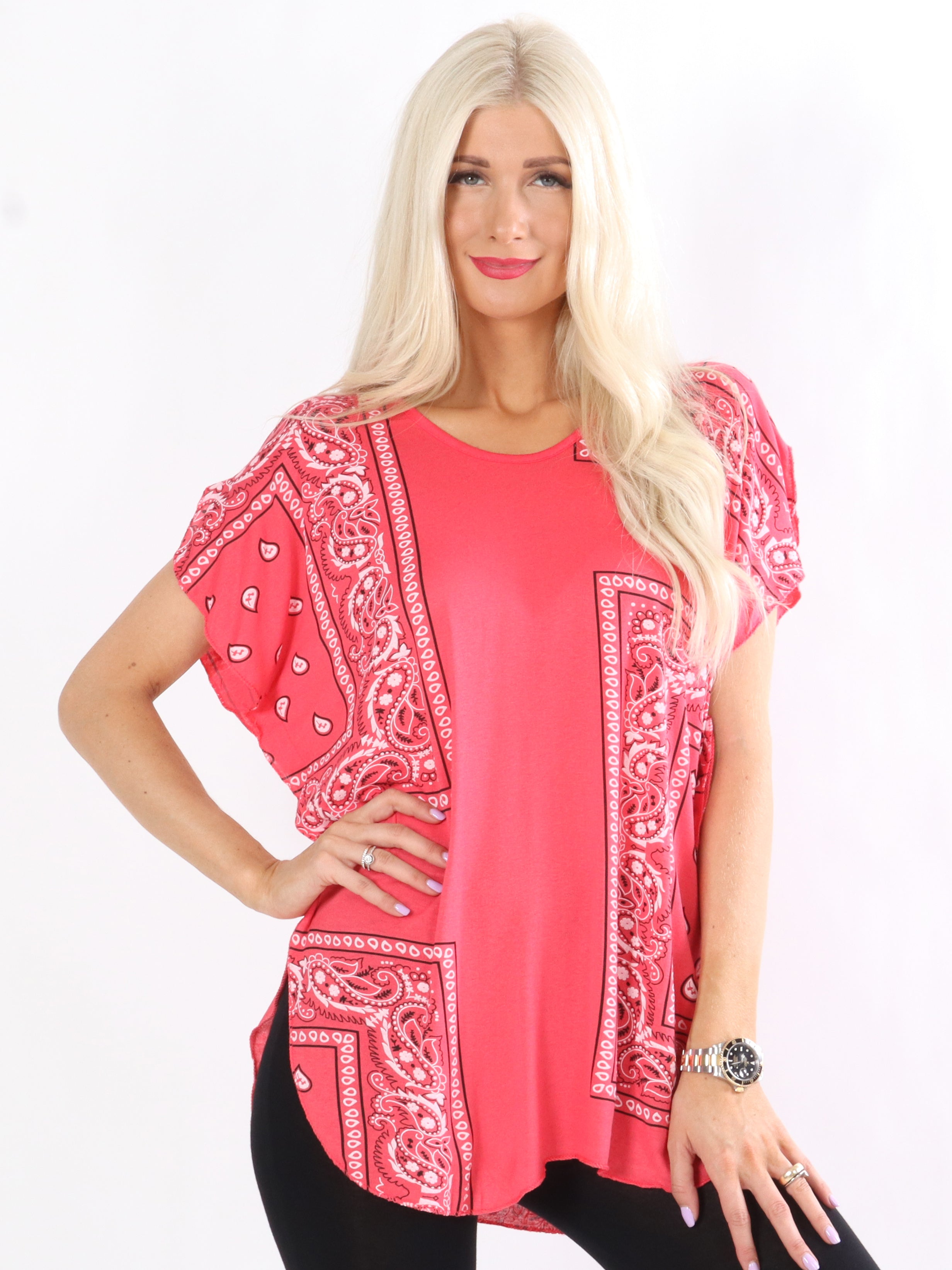 Nicolle - Mønstret bluse i let stof