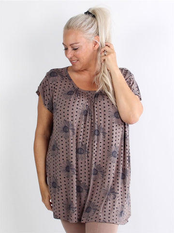 Josse - Sort t-shirt med hvide prikker og blomster