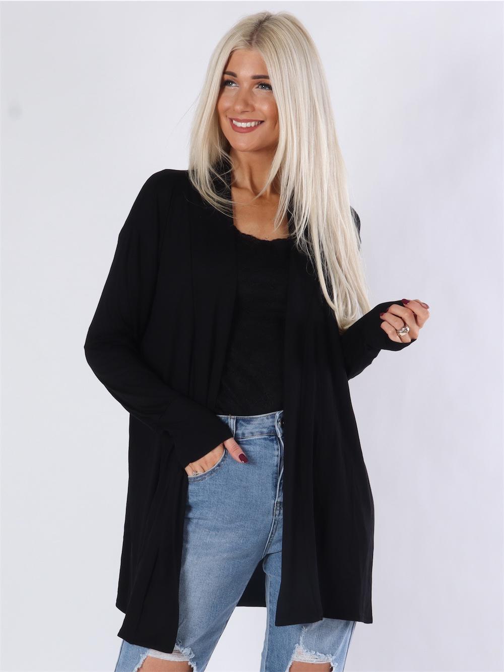Kamila midi - Armygrøn jersey cardigan med lange ærmer