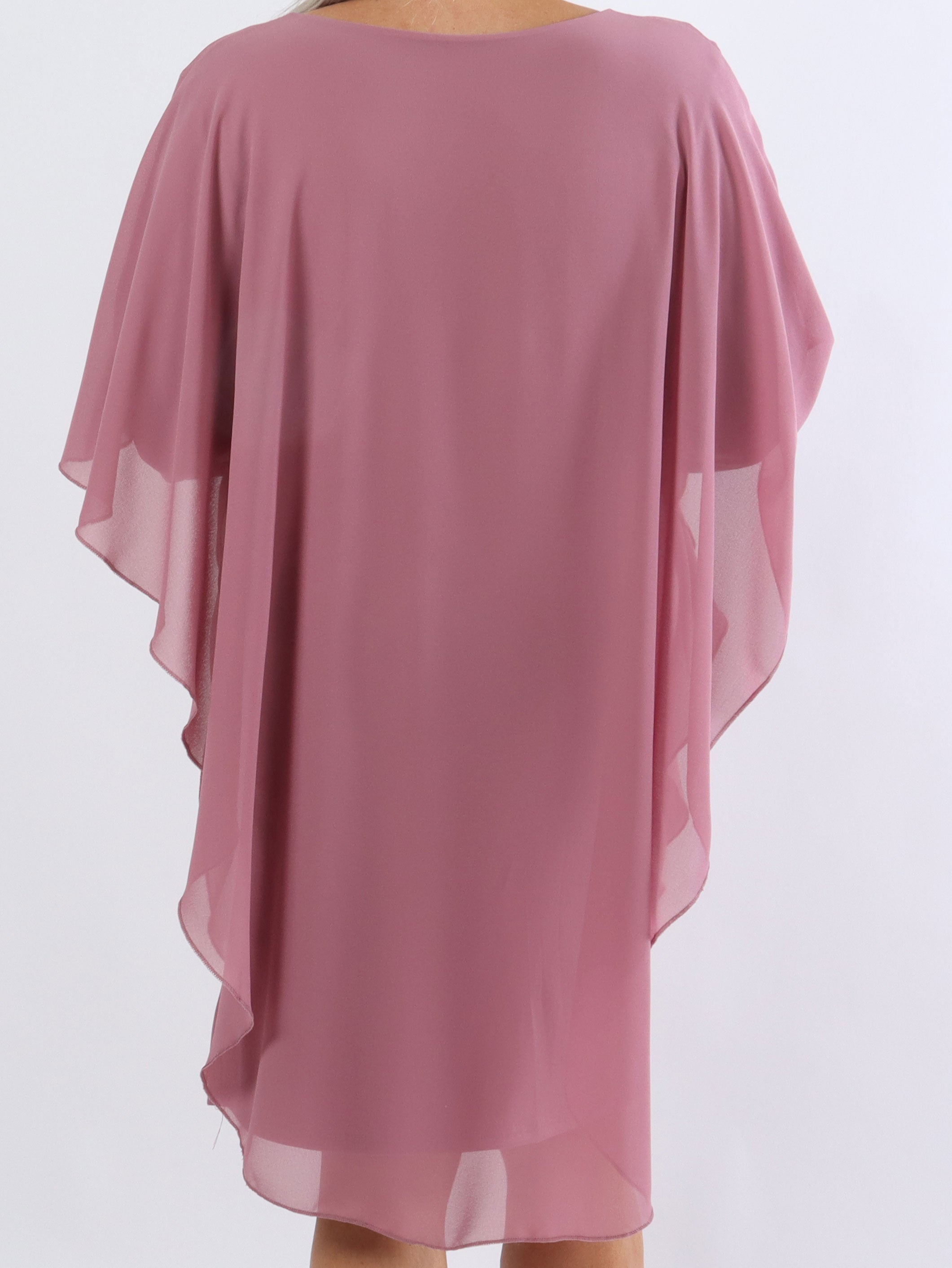 Kenya Long Sleeve - Plus size tunikakjole med chiffonlag