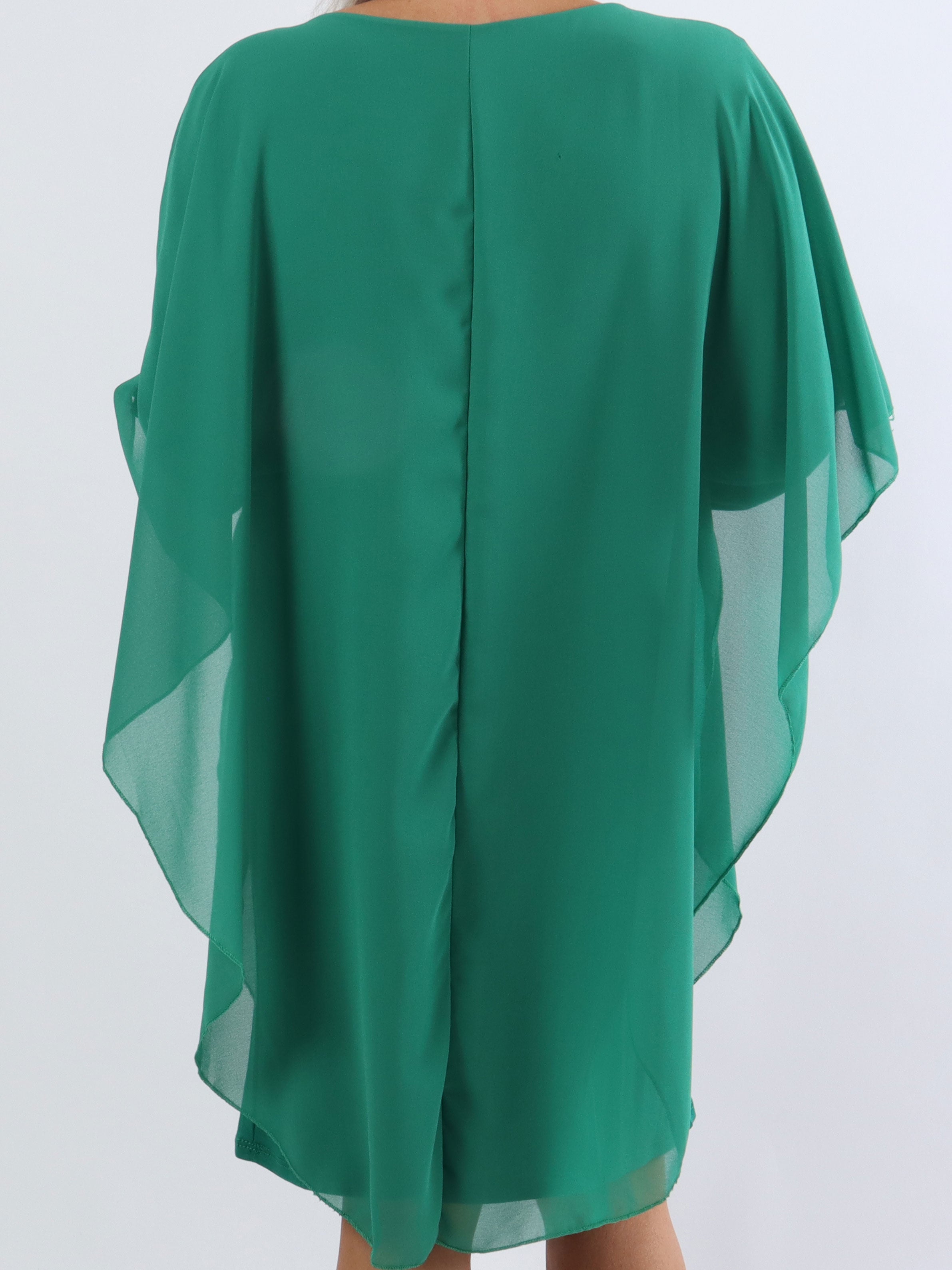 Kenya Long Sleeve - Plus size tunikakjole med chiffonlag