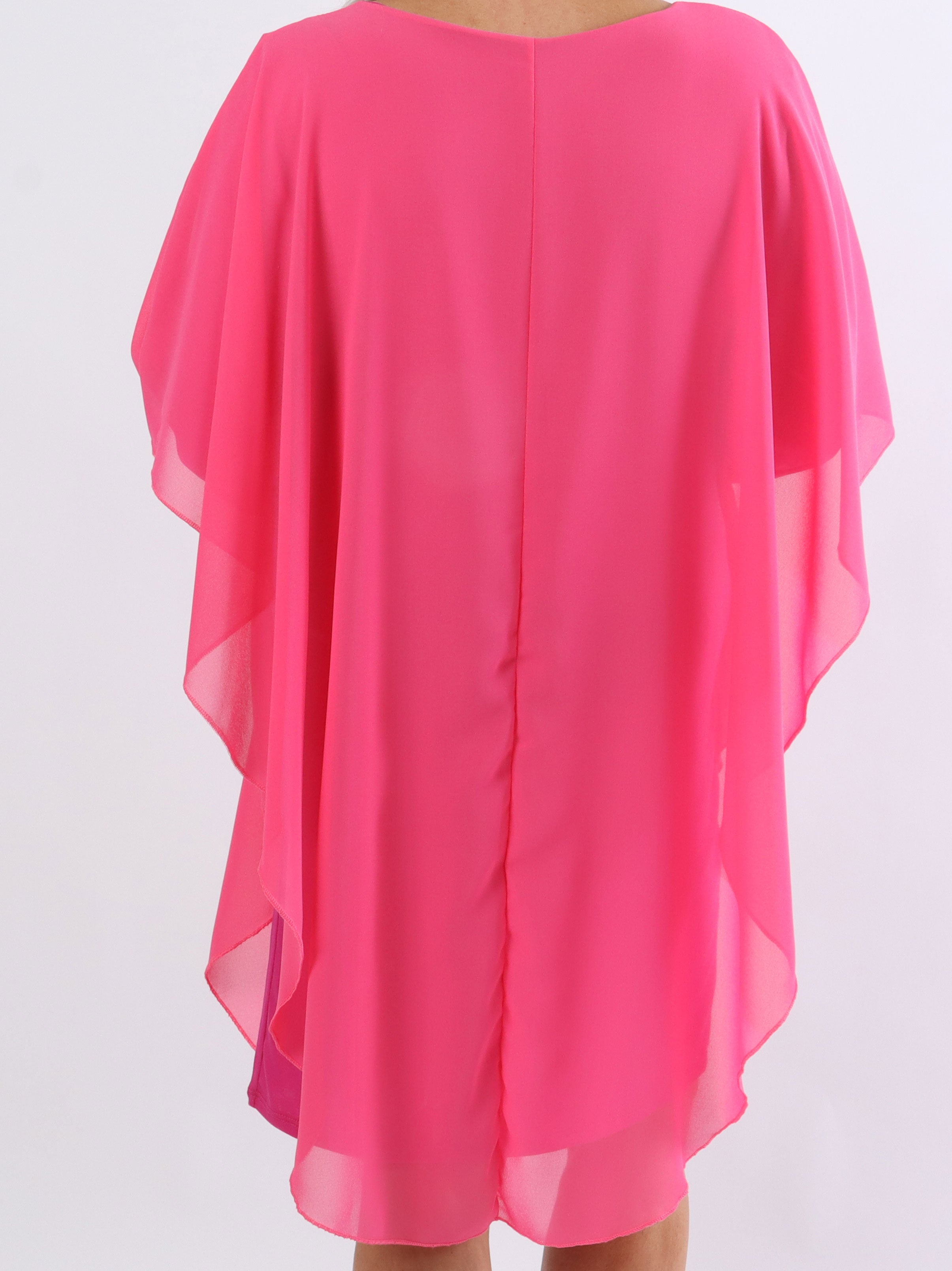 Kenya Long Sleeve - Plus size tunikakjole med chiffonlag