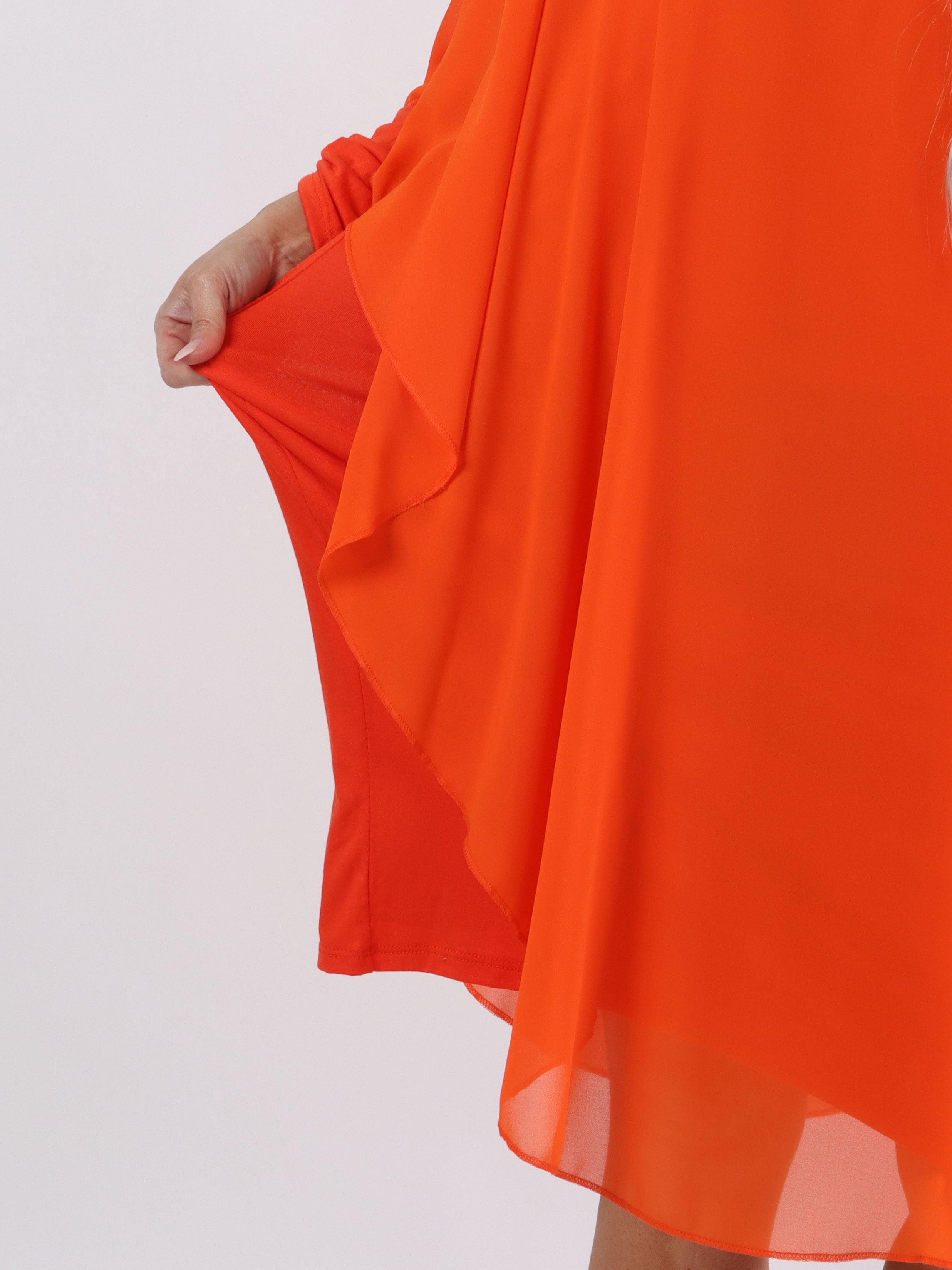 Kenya Long Sleeve - Plus size tunikakjole med chiffonlag