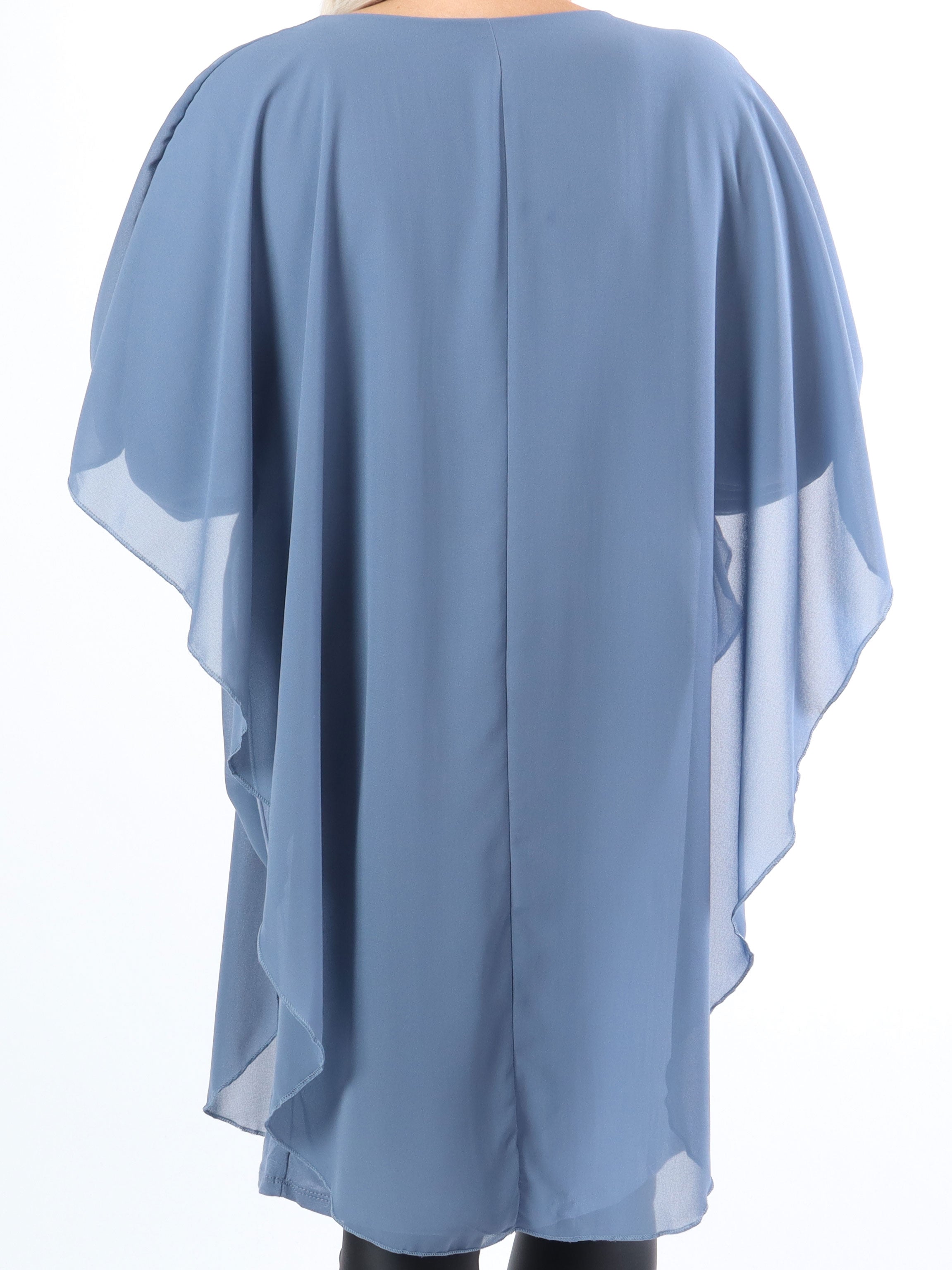 Kenya Long Sleeve - Plus size tunikakjole med chiffonlag