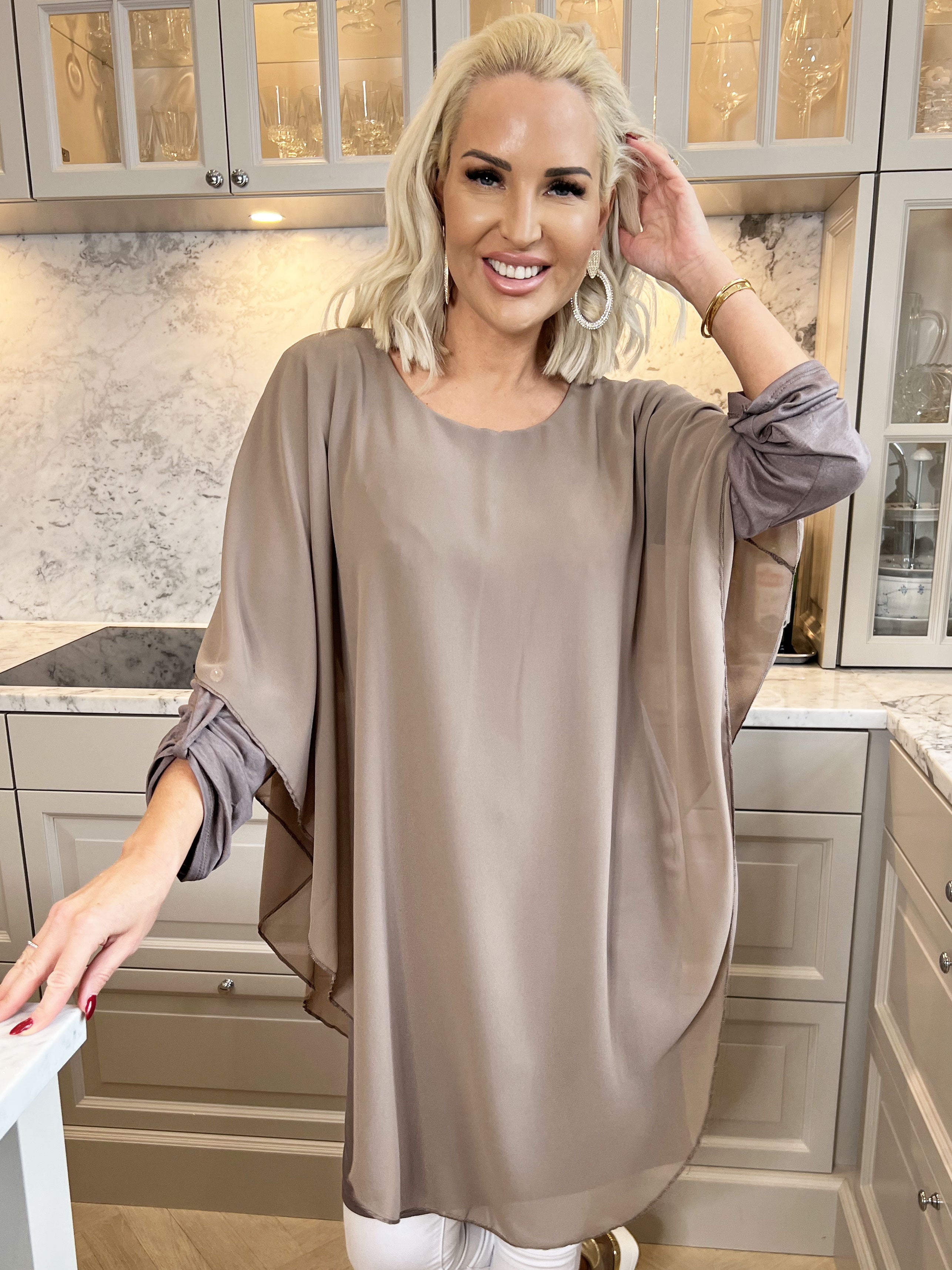 Kenya Long Sleeve - Tunikakjole med chiffonlag