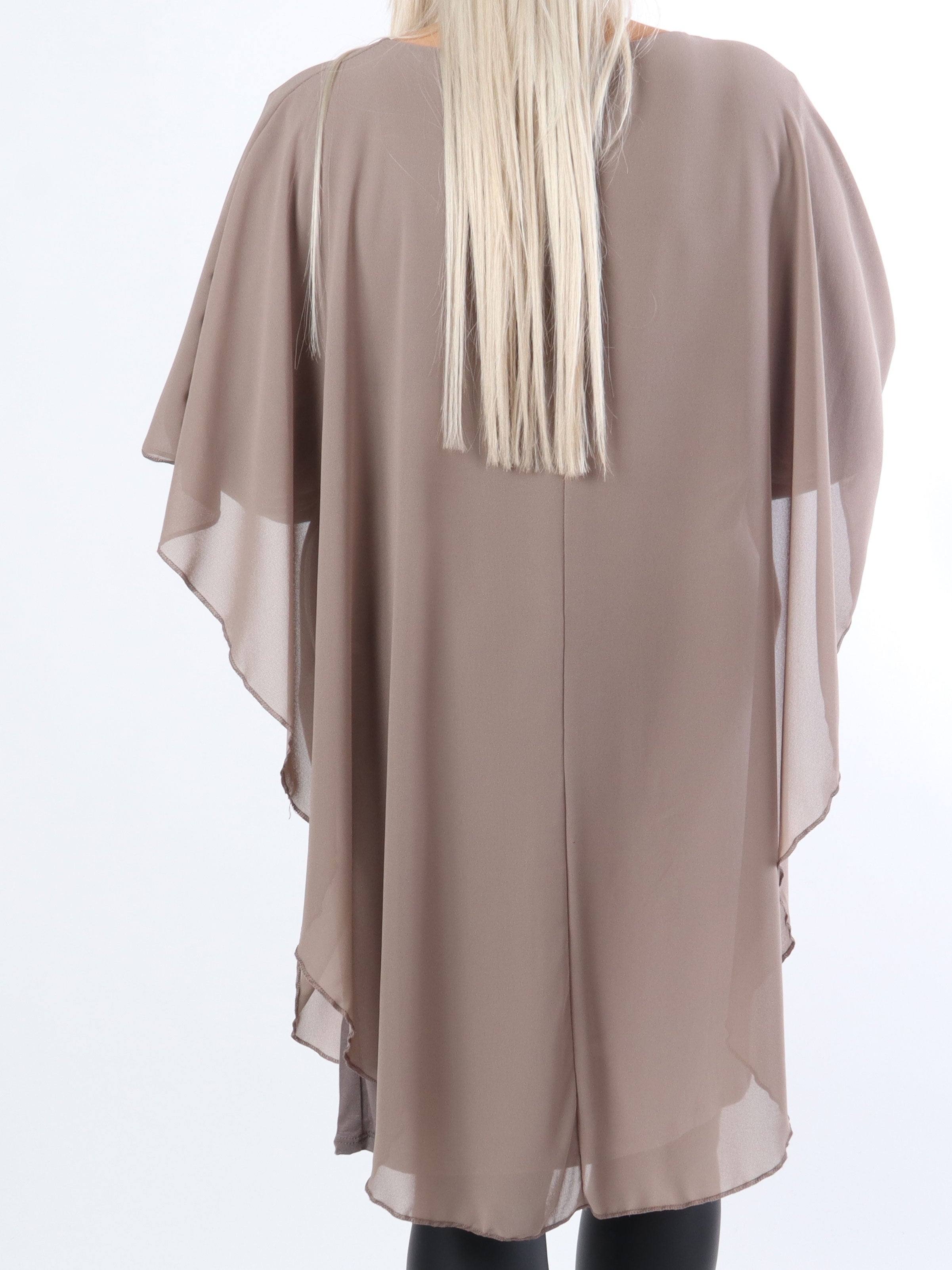 Kenya Long Sleeve - Plus size tunikakjole med chiffonlag