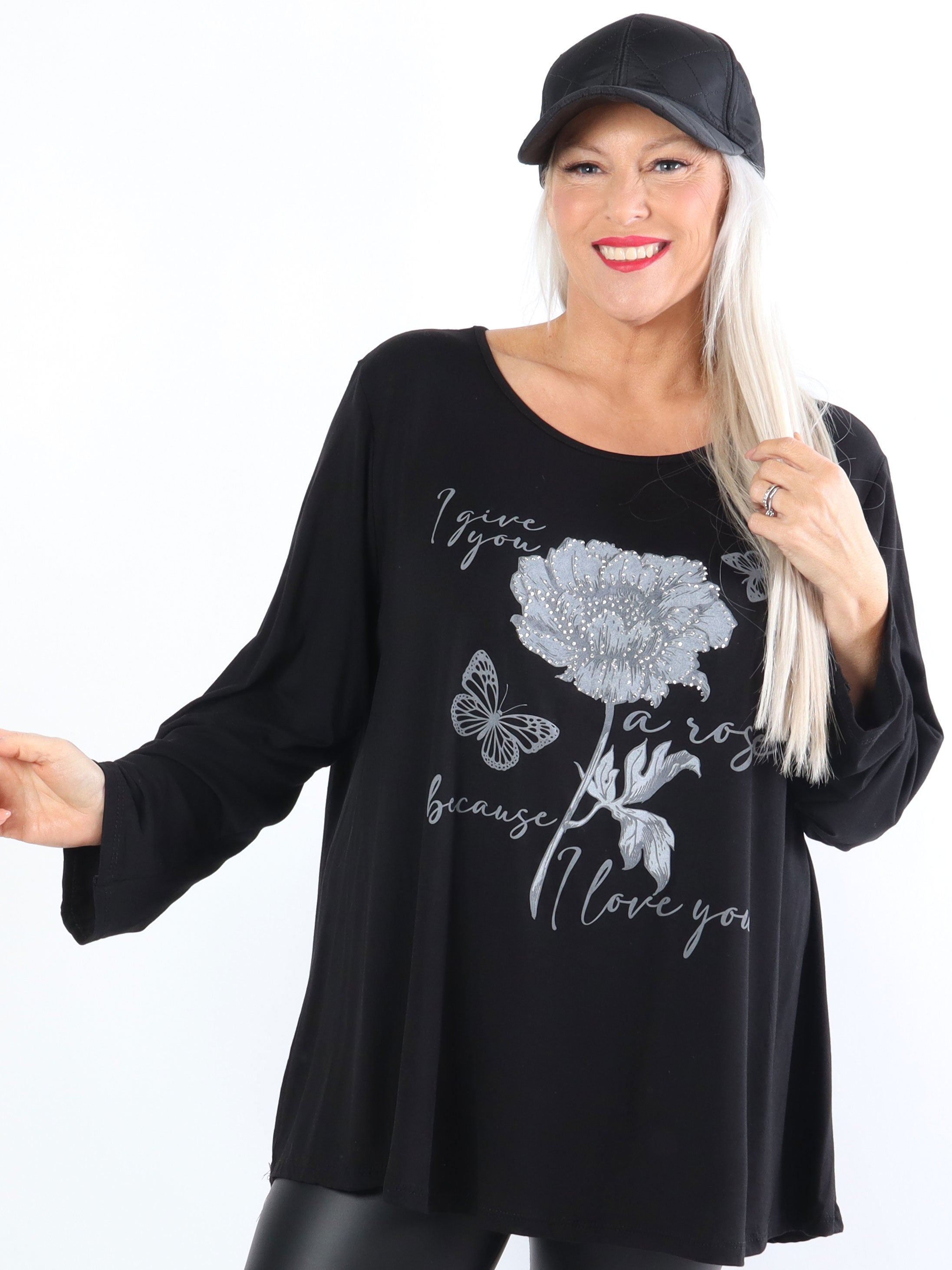 Klara - Plus size bluse i viscose med similisten og tryk