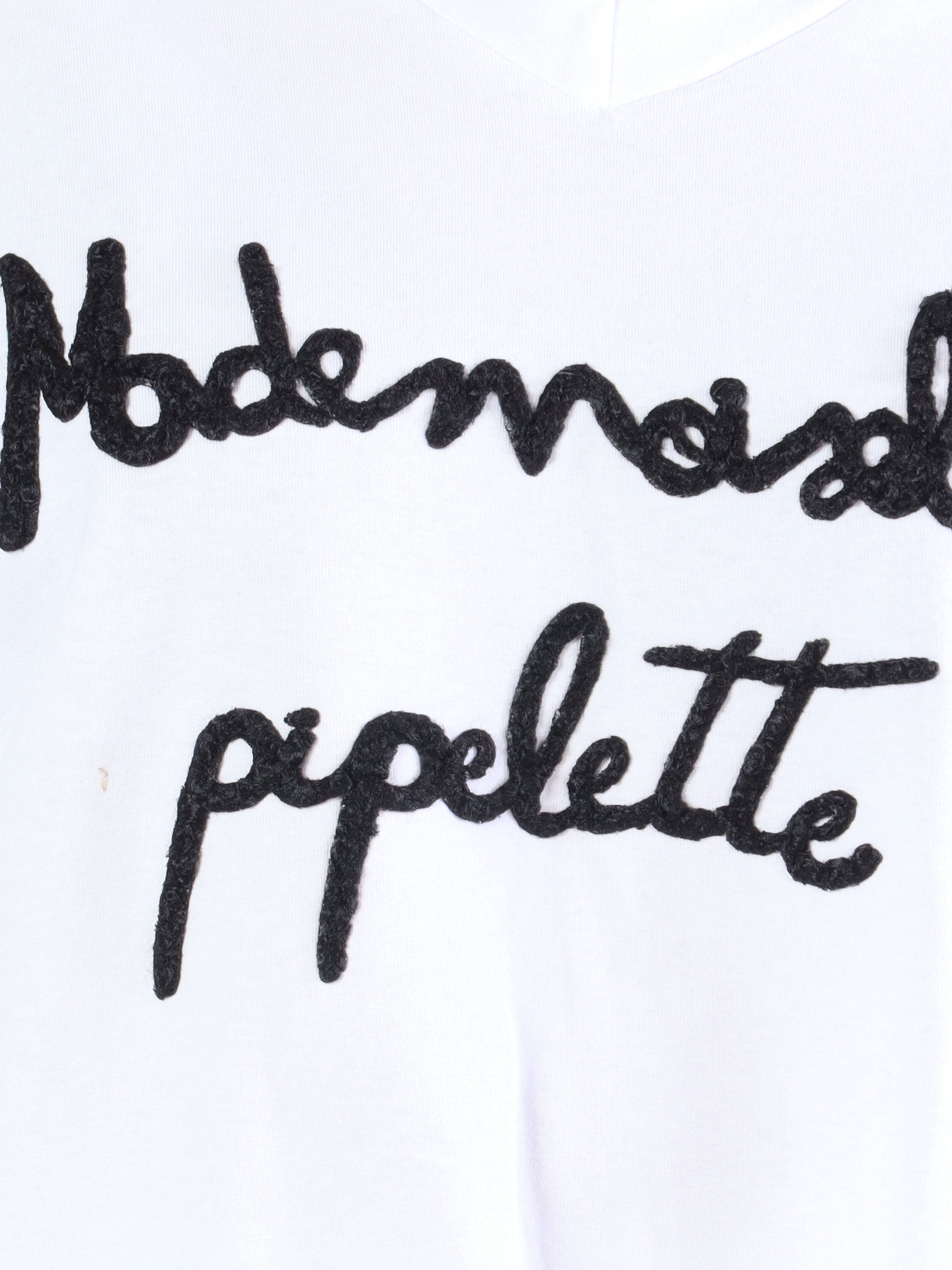 Lady - Hvid plus size t-shirt med v-hals og tekst på brystet