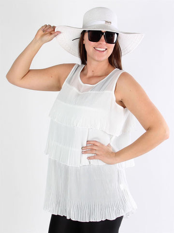 Lagos - Sort lag på lag bluse med plisseringer