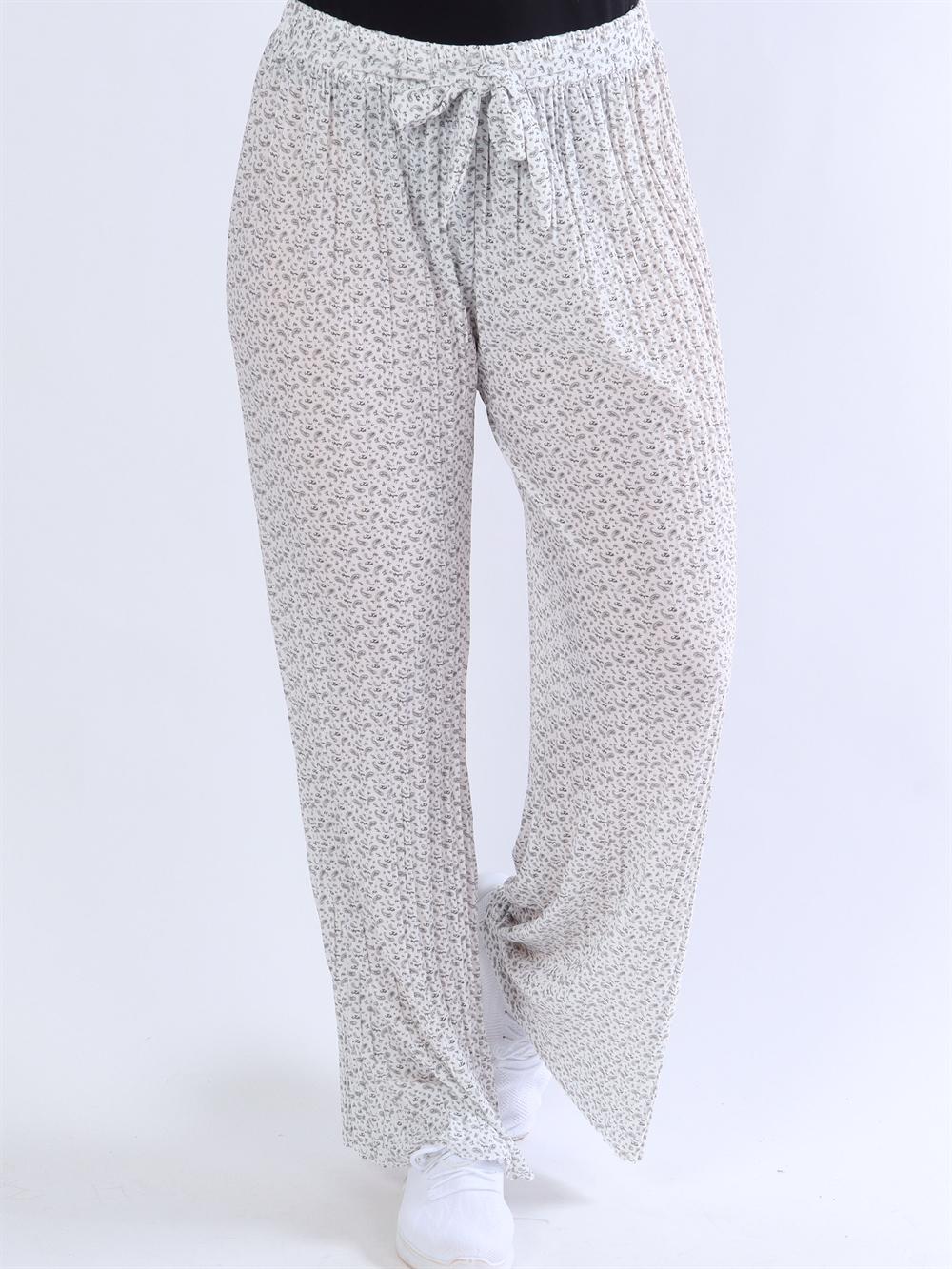 Lajla - Plisseret bukser med småt paisley mønster