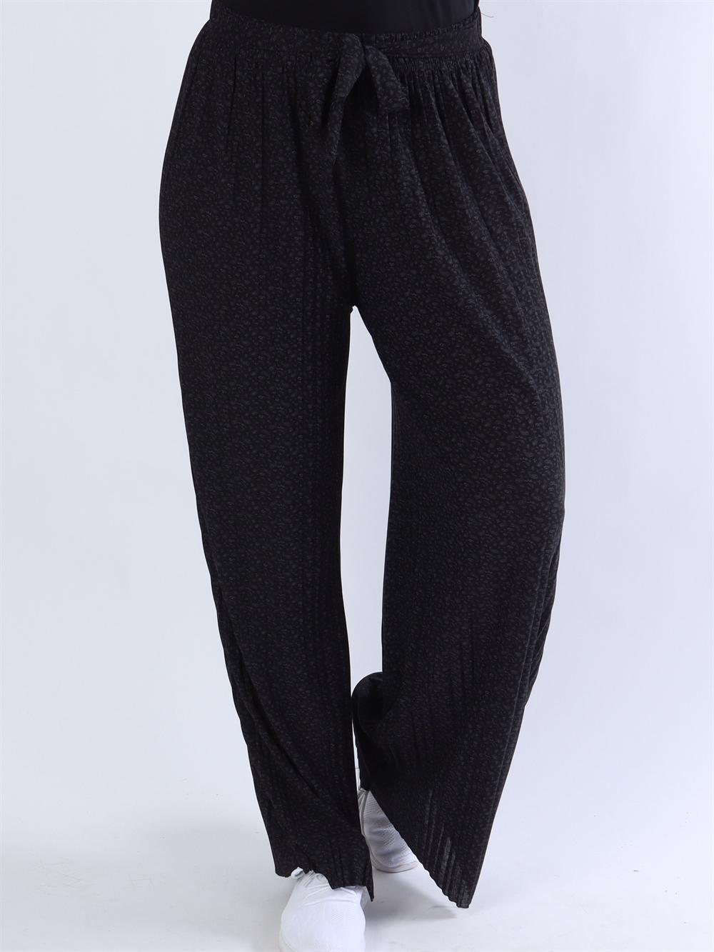 Lajla - Plisseret bukser med småt paisley mønster