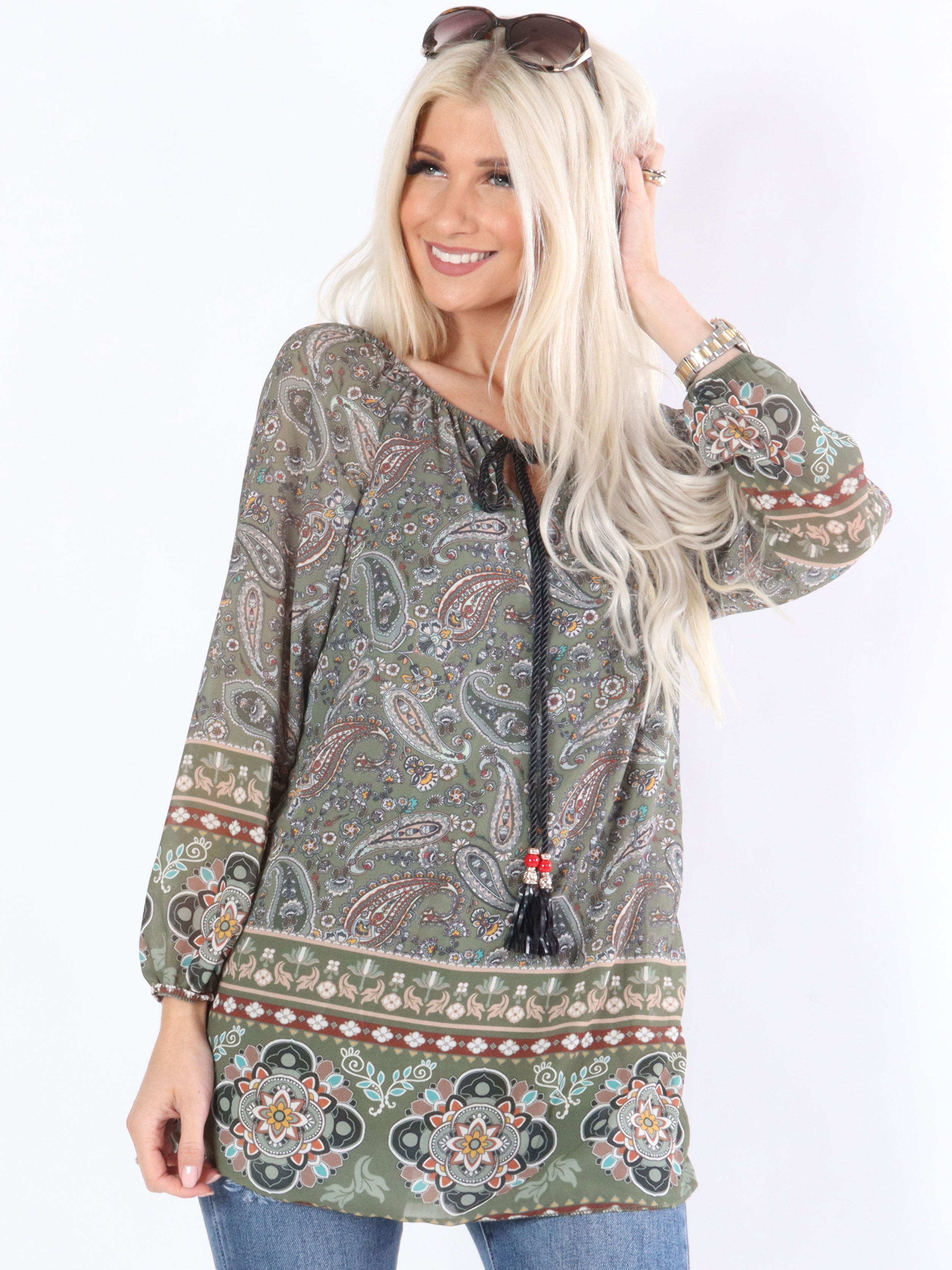 Latoya - Mønstret tunika i chiffon