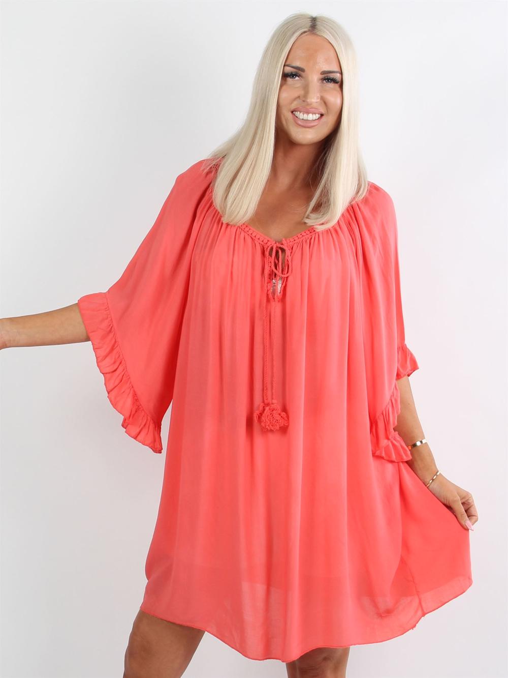 Layla - Tunikakjole med flæseærmer