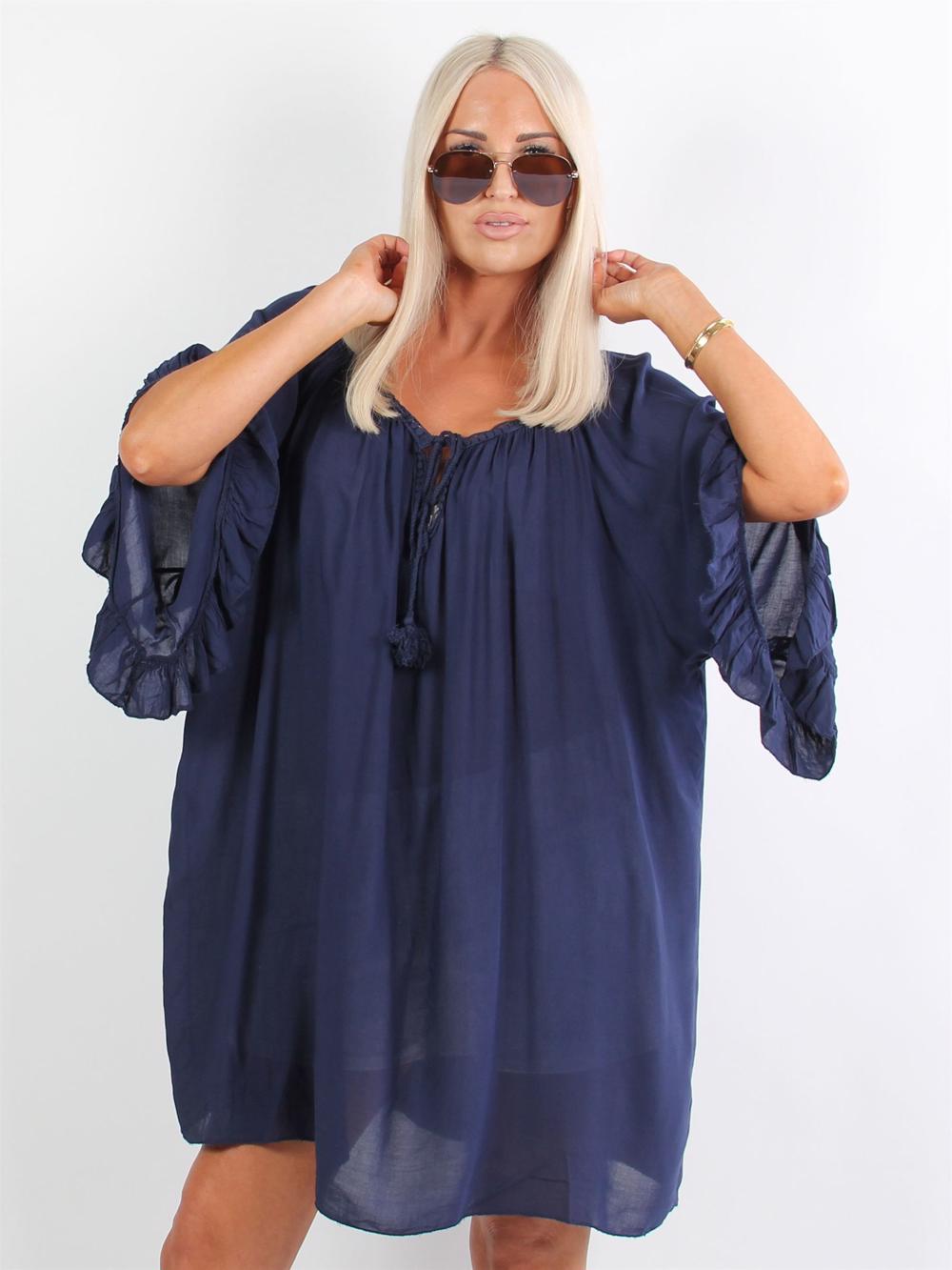 Layla - Tunikakjole med flæseærmer