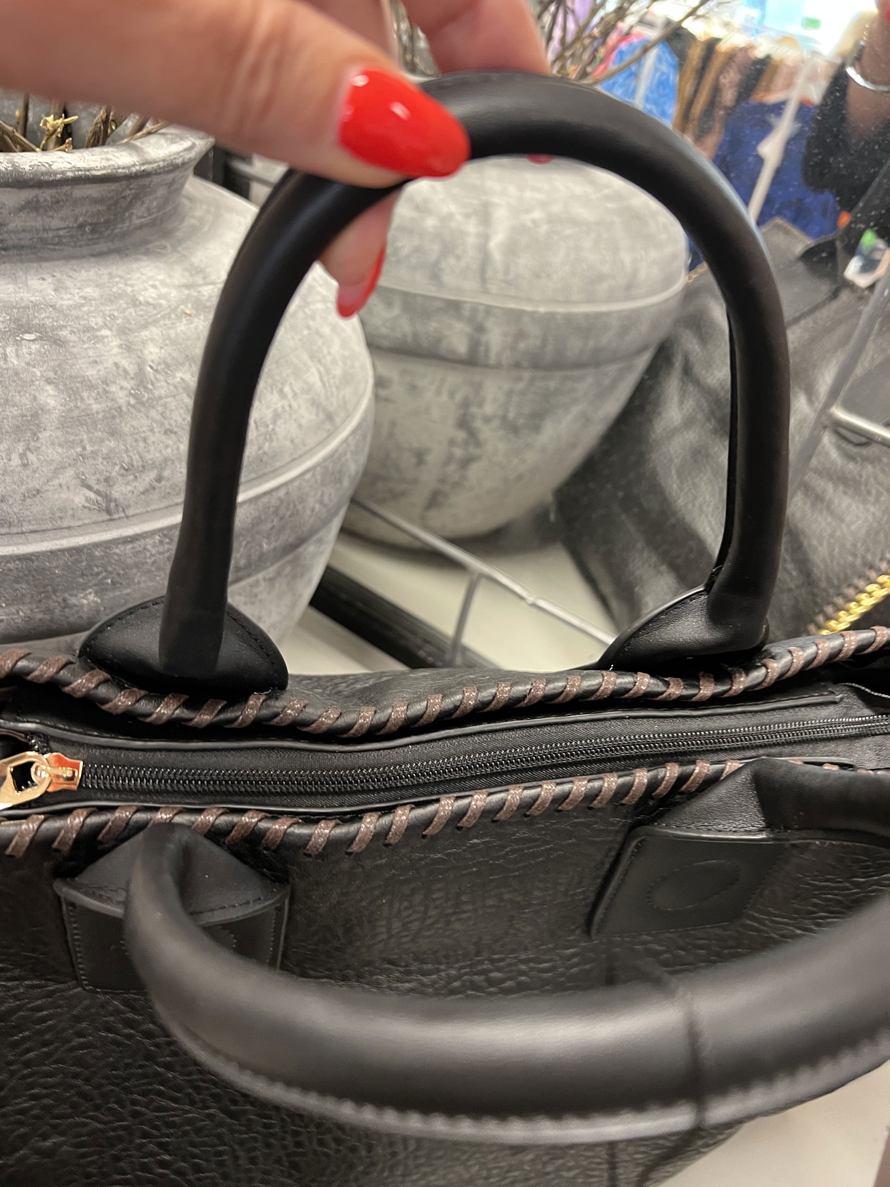 Lena - Sort shopper taske med guldkæde