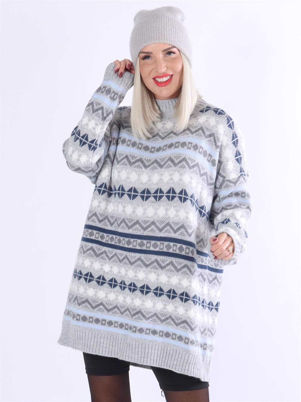 Lia - Mønstret strikkjole