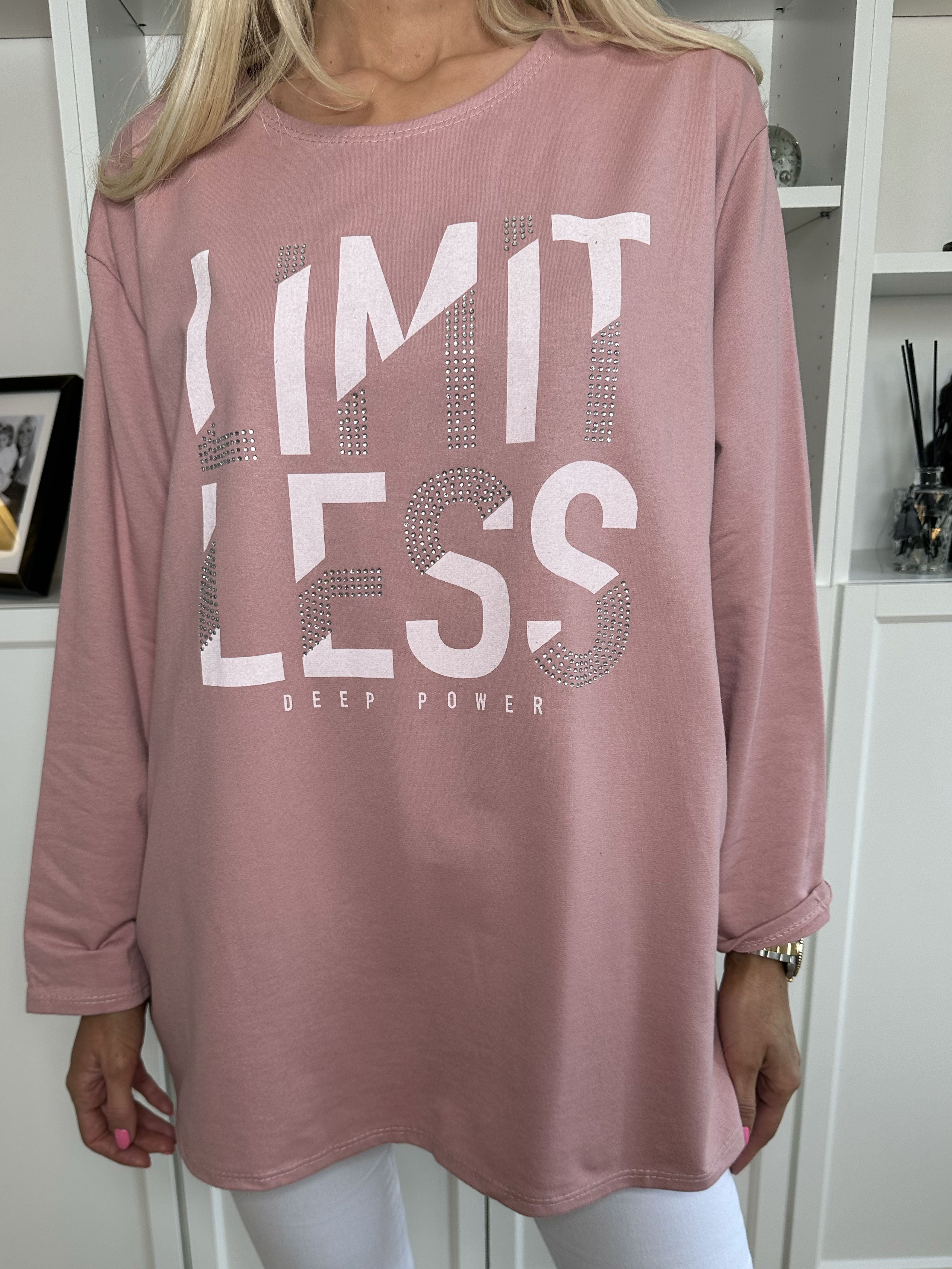 Limitless - Joggingbluse i bomuld med tekst og similisten