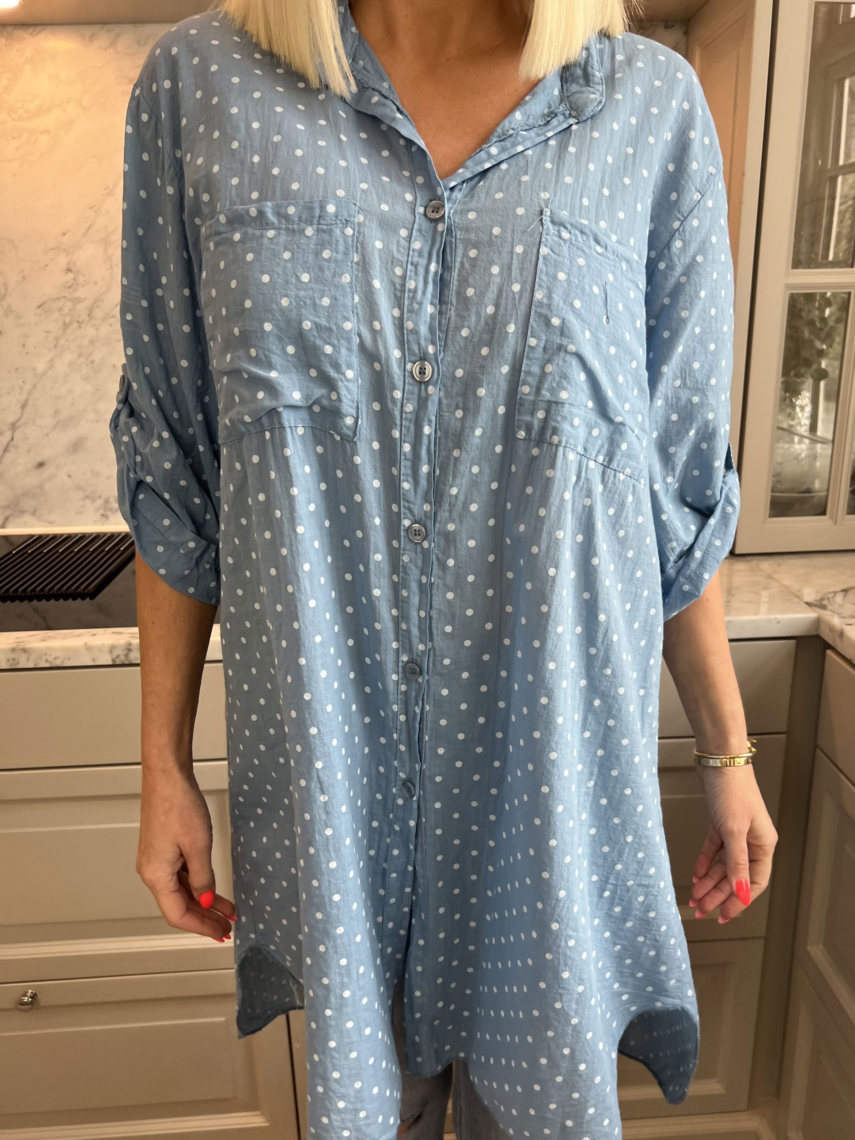 Linda - Skjorte i bomuld med små prikker