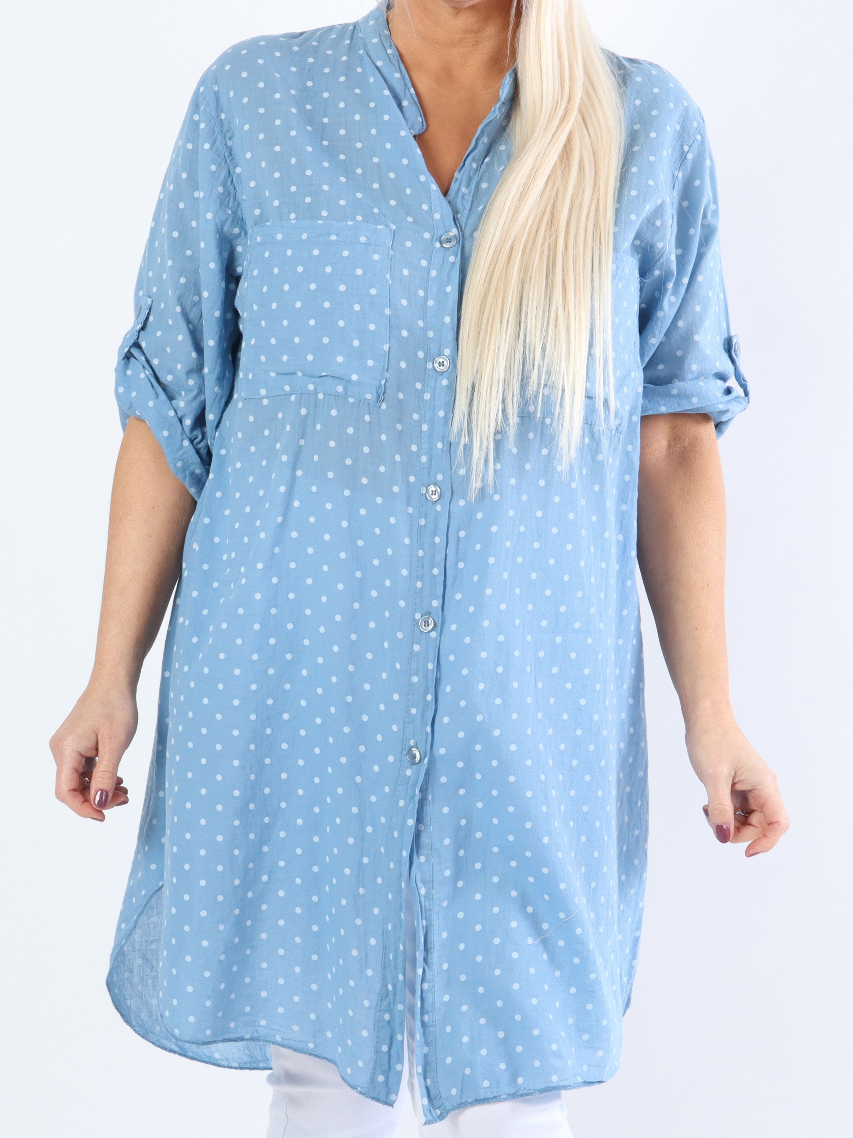 Linda - Plus size skjorte i bomuld med små prikker