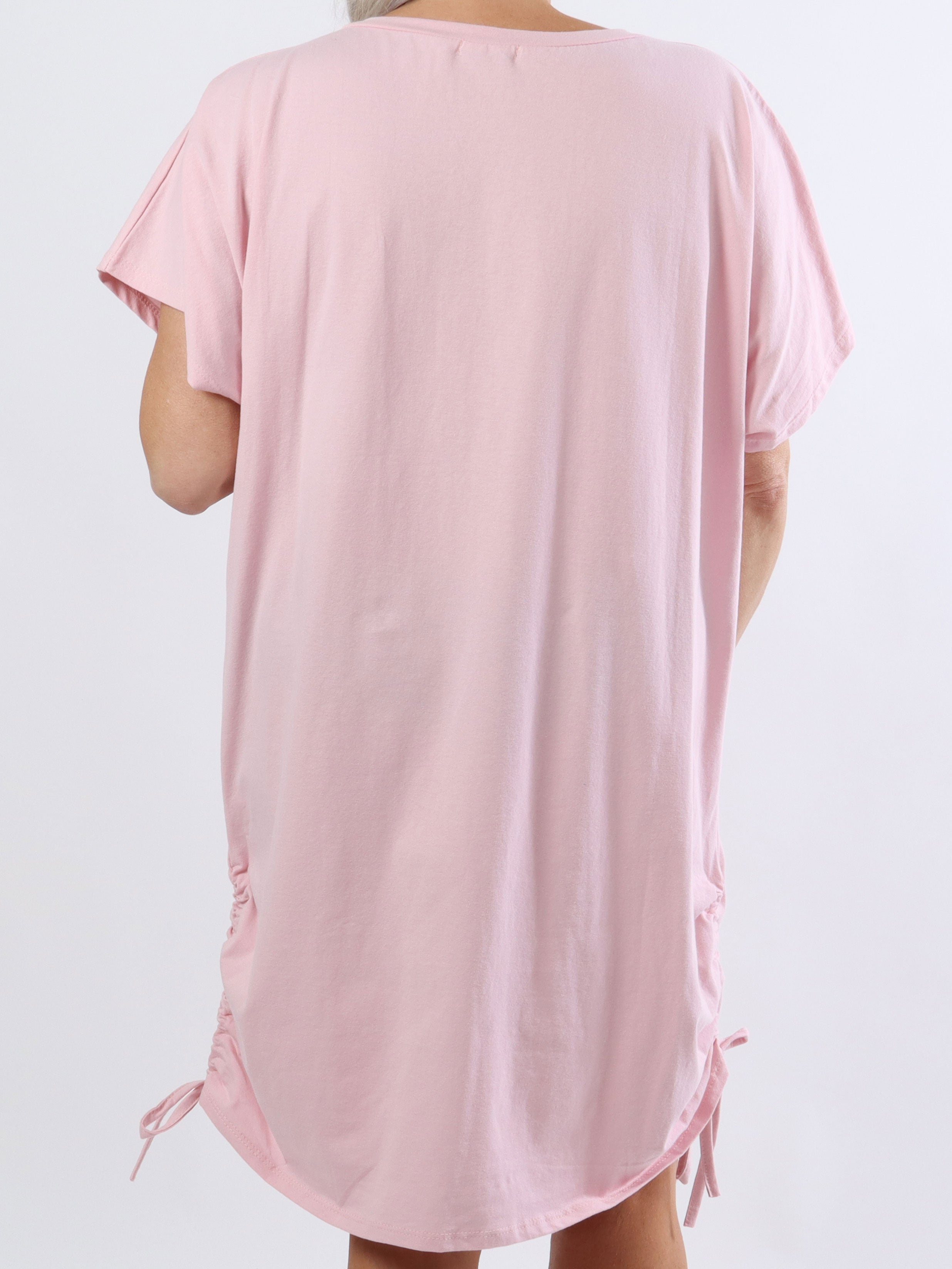 Linnea - Plus size t-shirt kjole med tekst og snøre