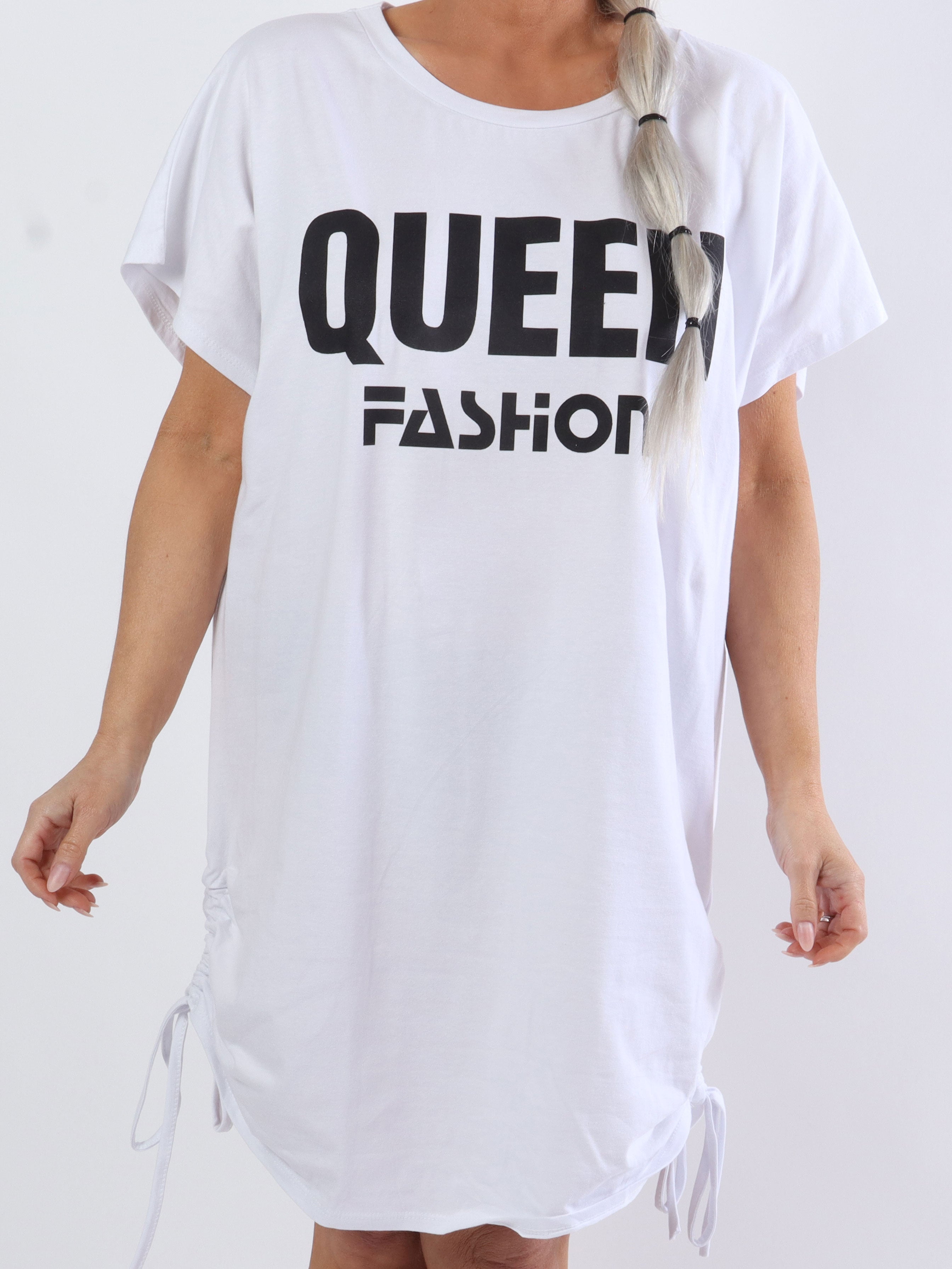 Linnea - Plus size t-shirt kjole med tekst og snøre