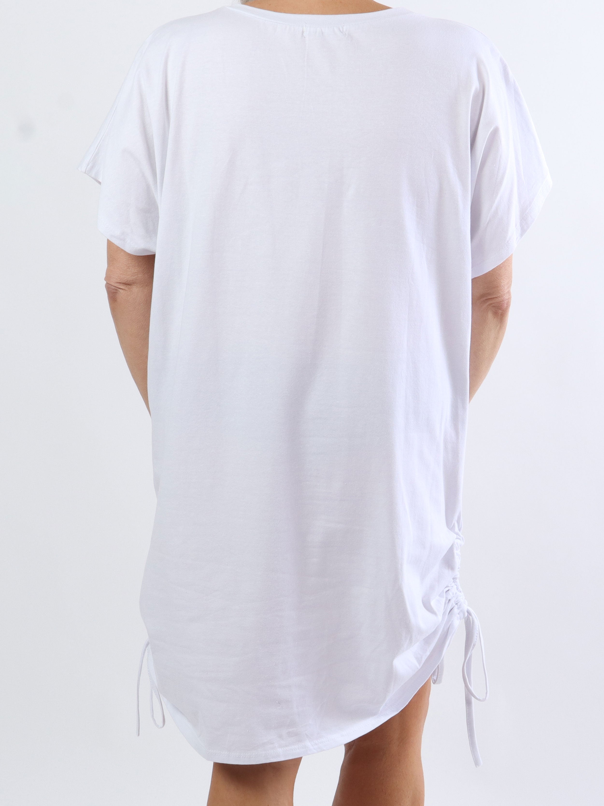 Linnea - Plus size t-shirt kjole med tekst og snøre