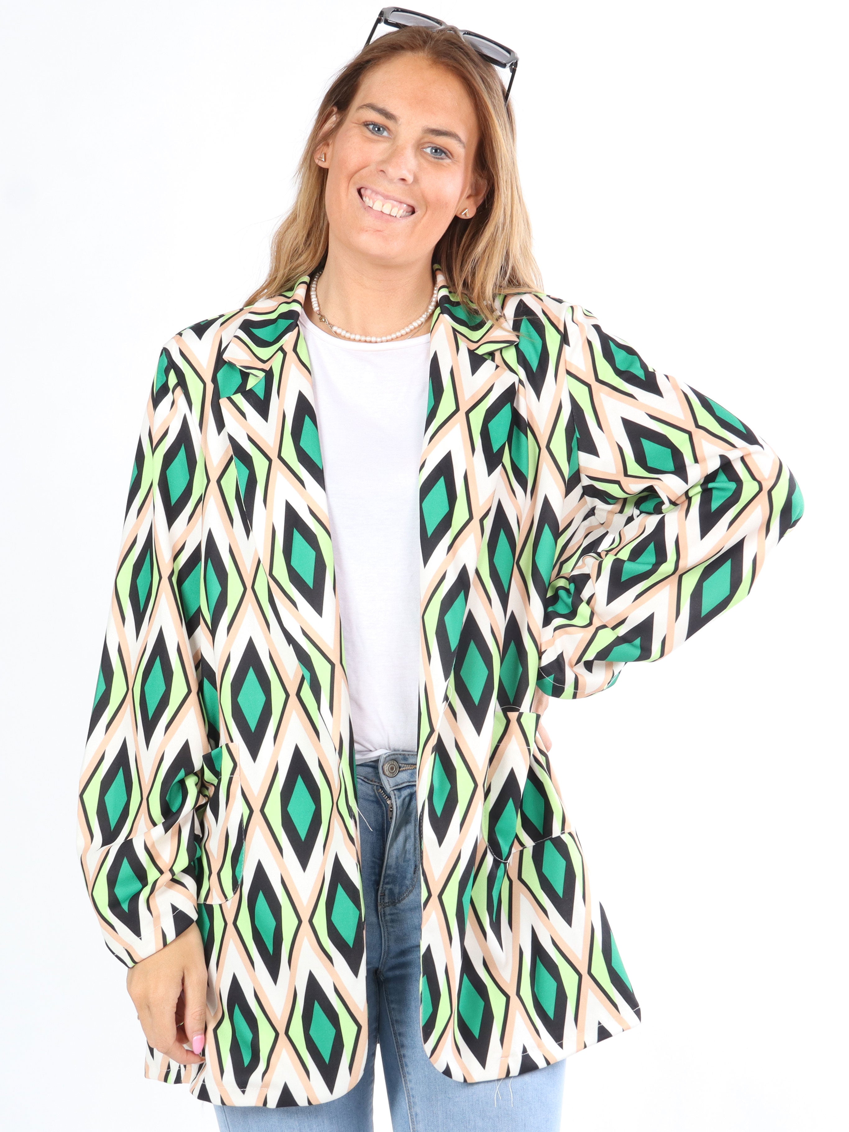 Liv - Mønstret blazer med lommer