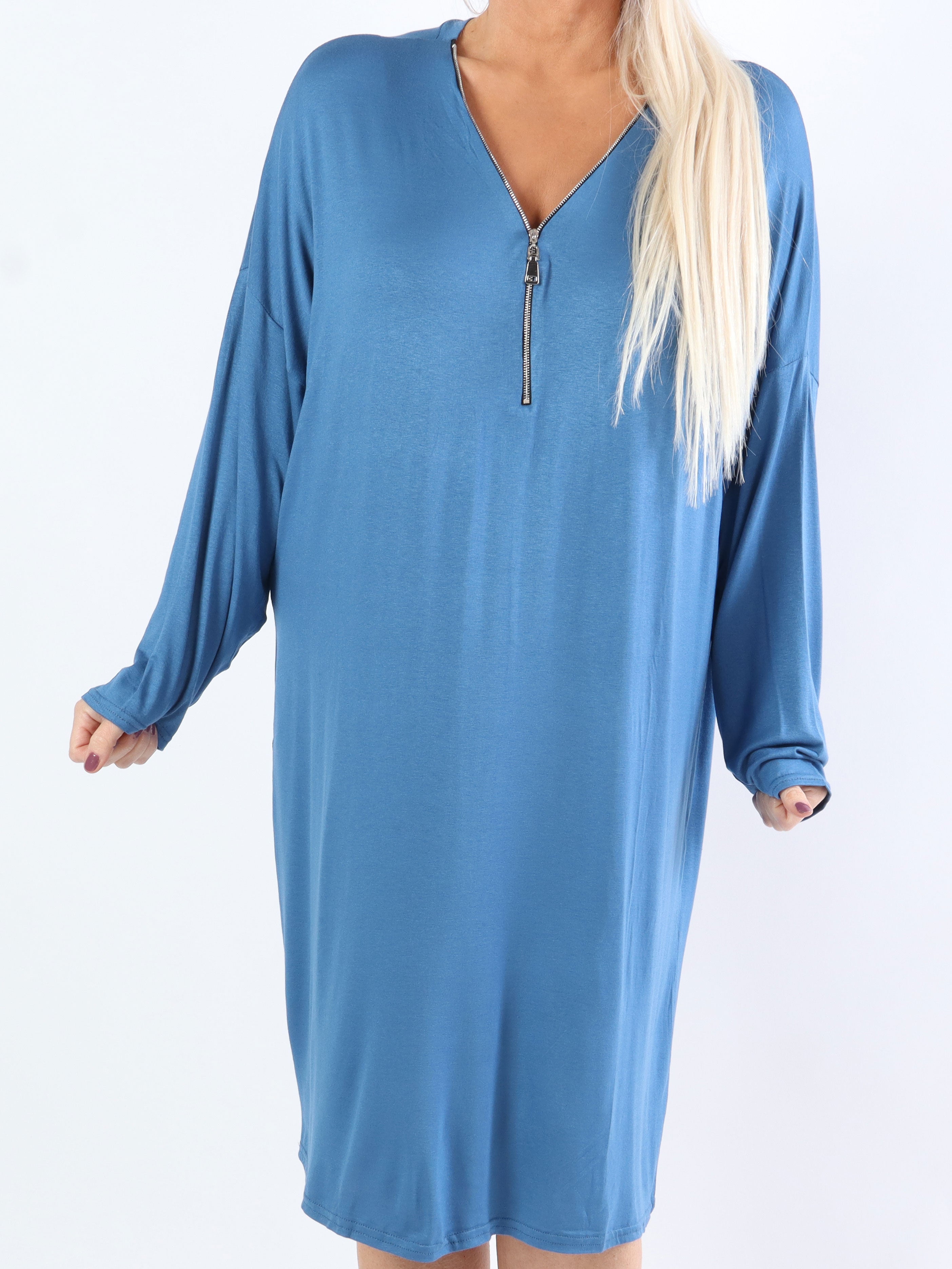 Lorenza plain - Plus Size tunikakjole i jersey med lynlås