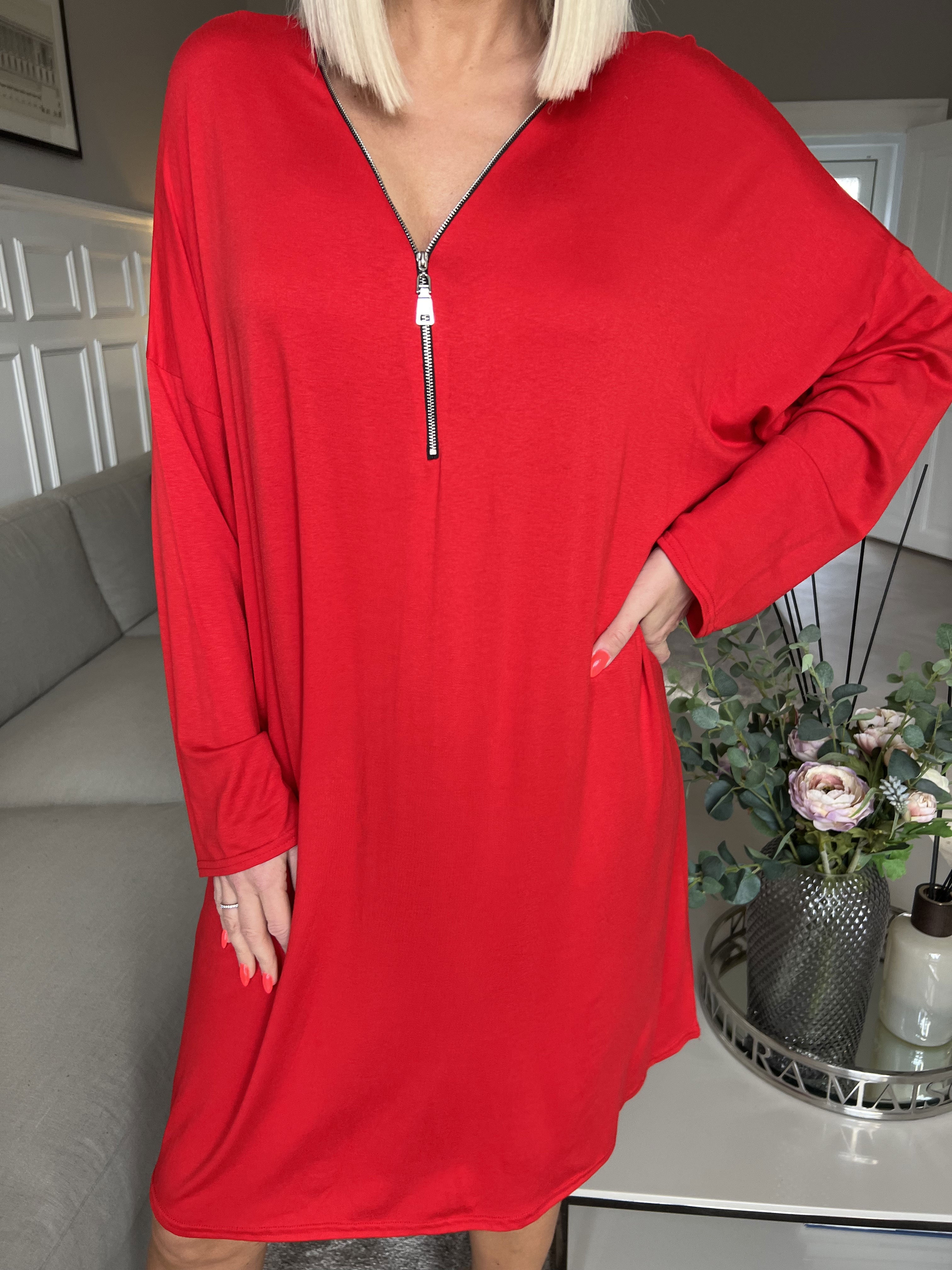 Lorenza plain - Tunikakjole i jersey med lynlås